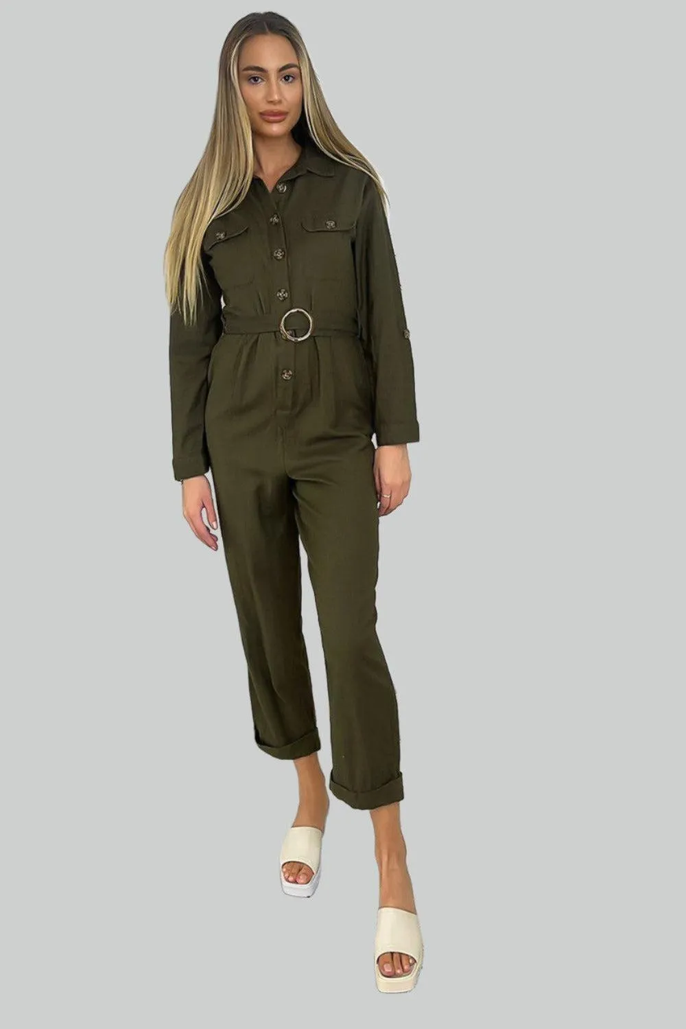 100% Cotton Belted Jumpsuit