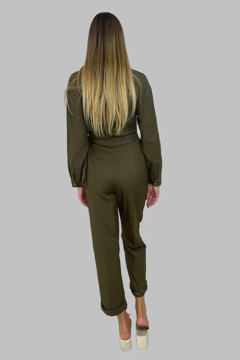 100% Cotton Belted Jumpsuit