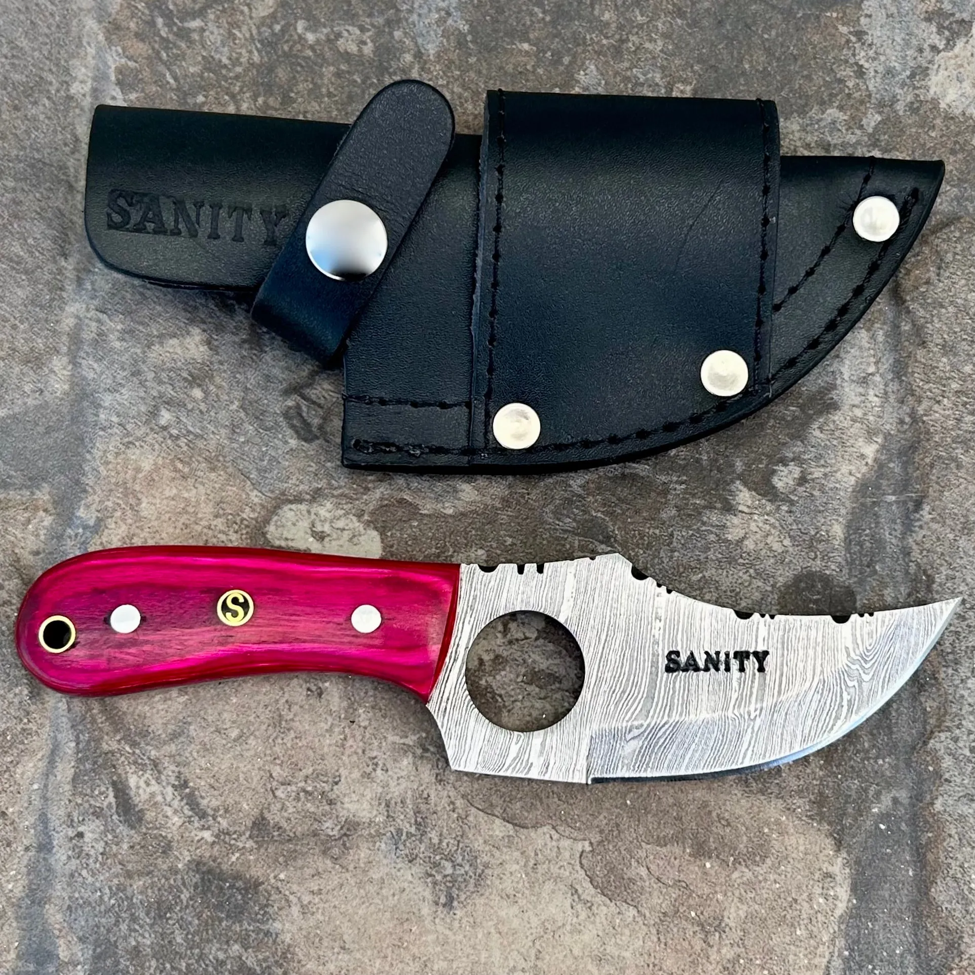 7” Jesse James - Pink Wood - Damascus - Horizontal & Vertical Carry - JJ020