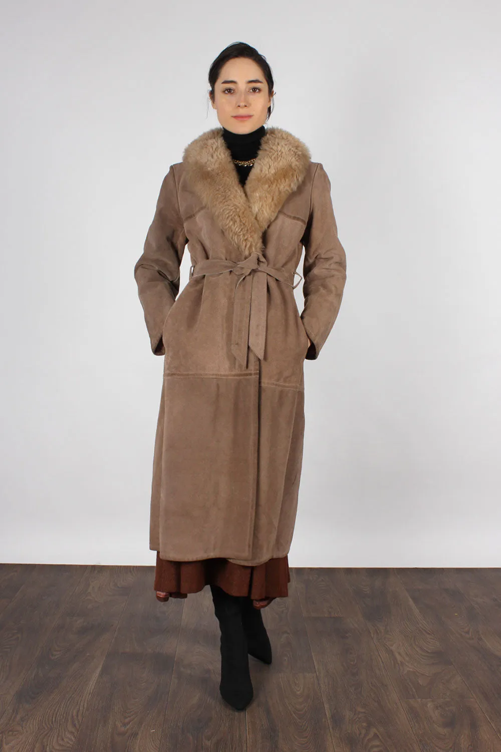 Abercrombie Shearling Suede Coat XS/S