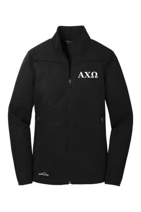 Alpha Chi Omega - Eddie Bauer Ladies Weather-Resist Soft Shell Jacket - White Embroidered Letters