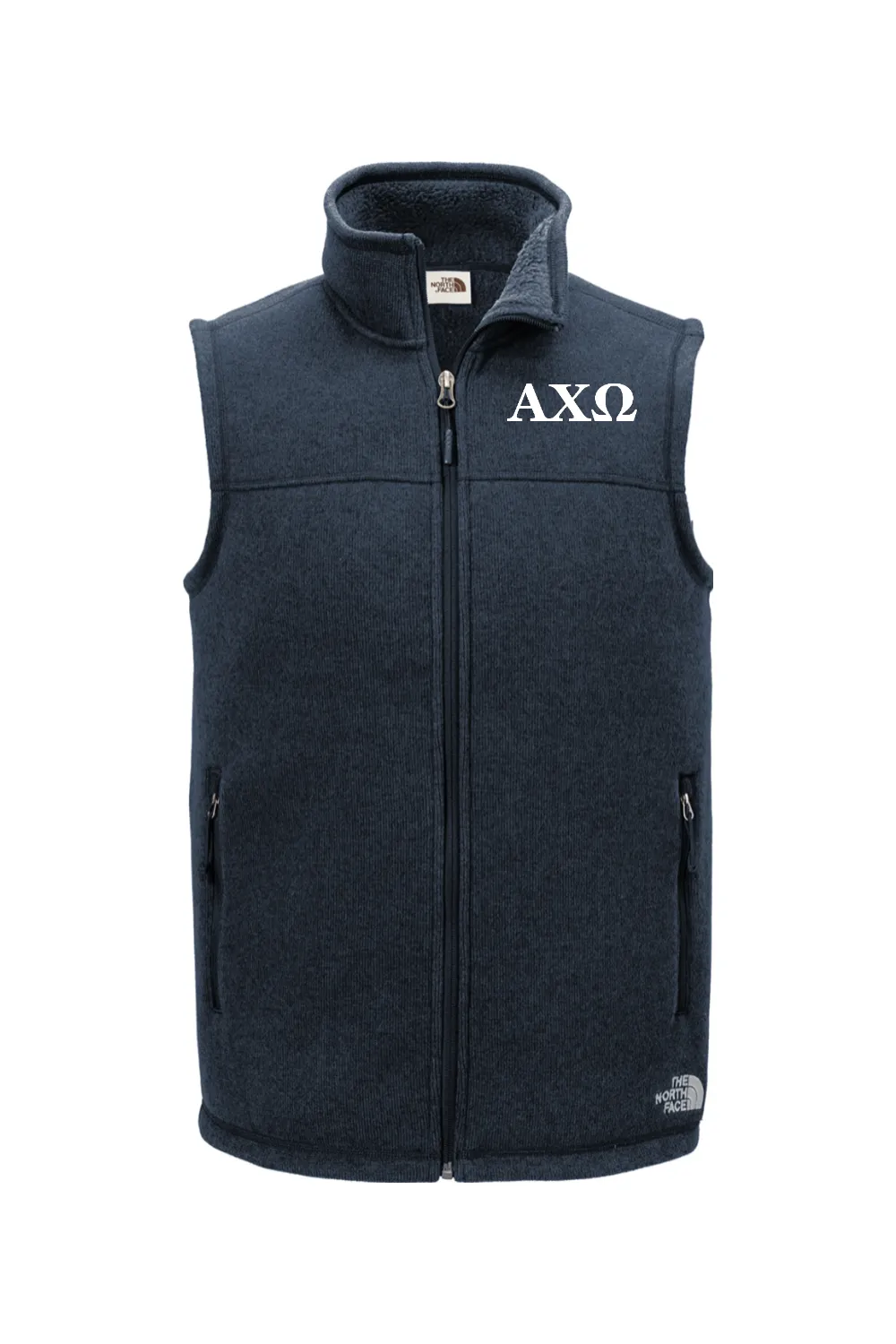 Alpha Chi Omega - North Face Sweater Fleece Vest - White Embroidered Letters