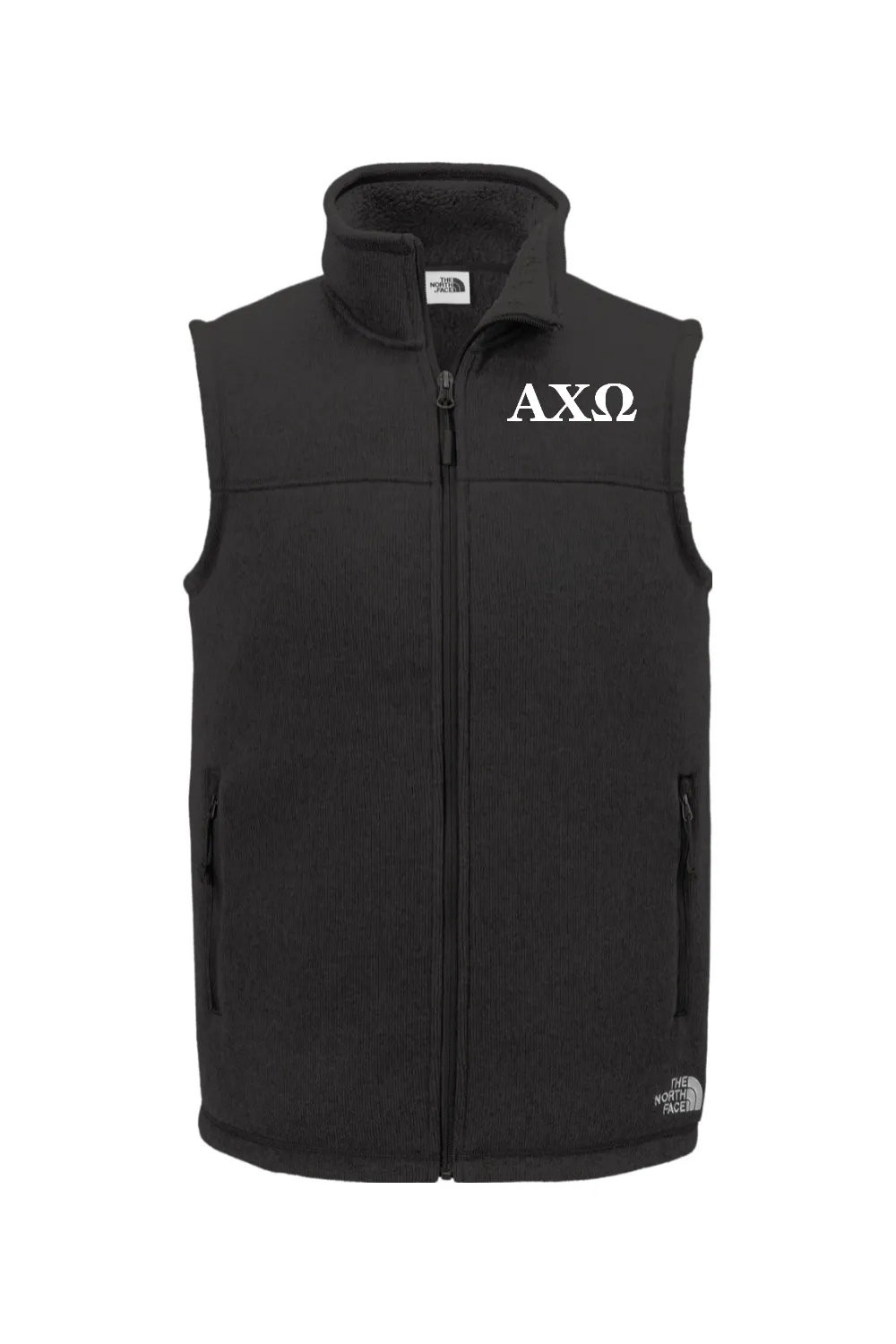 Alpha Chi Omega - North Face Sweater Fleece Vest - White Embroidered Letters