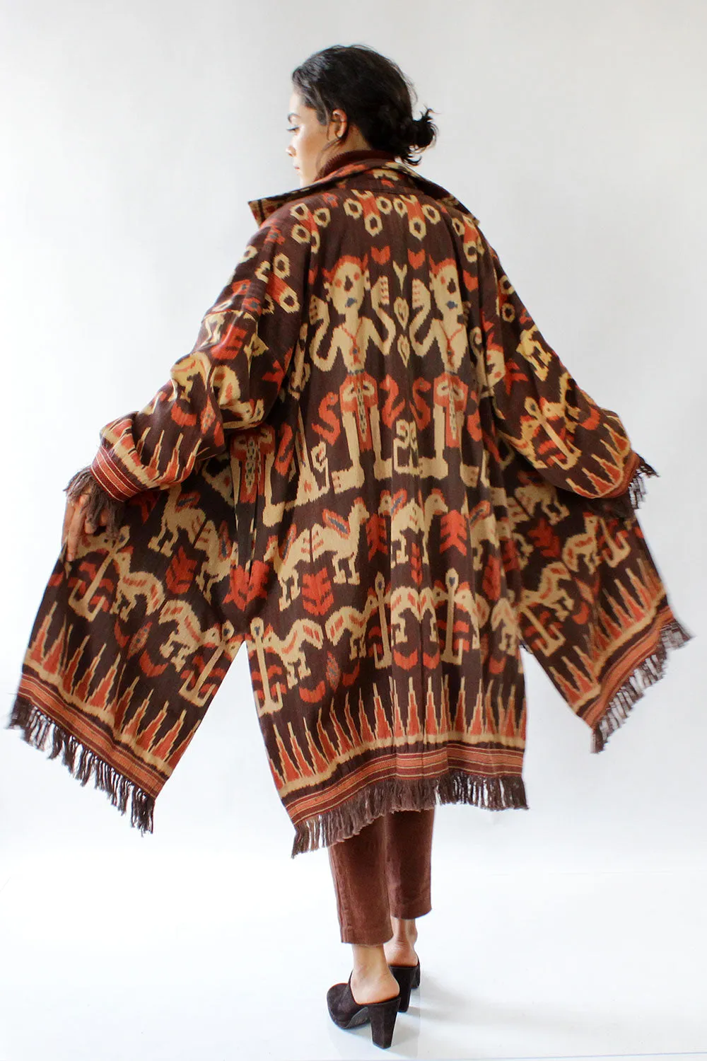 Amber Ikat Fringe Coat