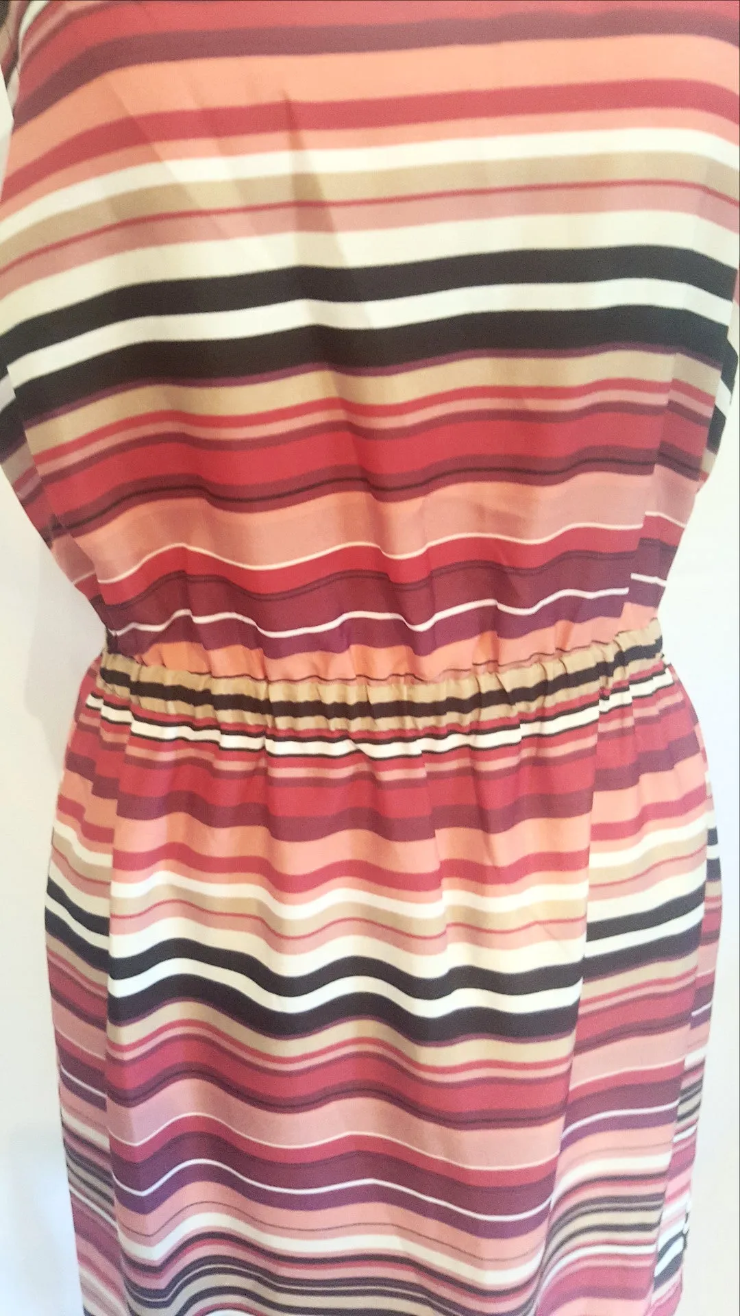 Ann Taylor Loft Sleeveless Knee Length Striped Polyester Dress