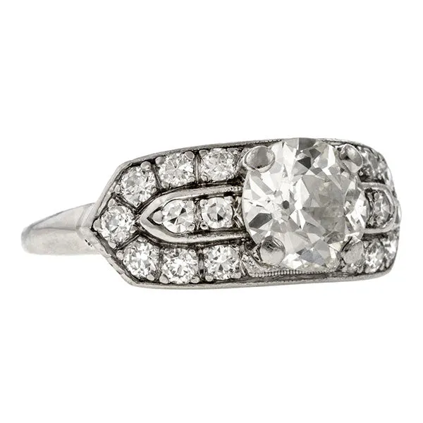 Art Deco Engagement Ring, Old European 1.21ct.