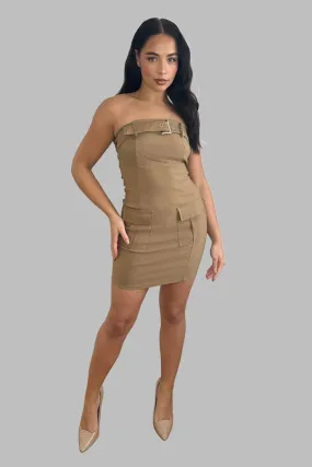 Belted Boobtube Cargo Mini Dress