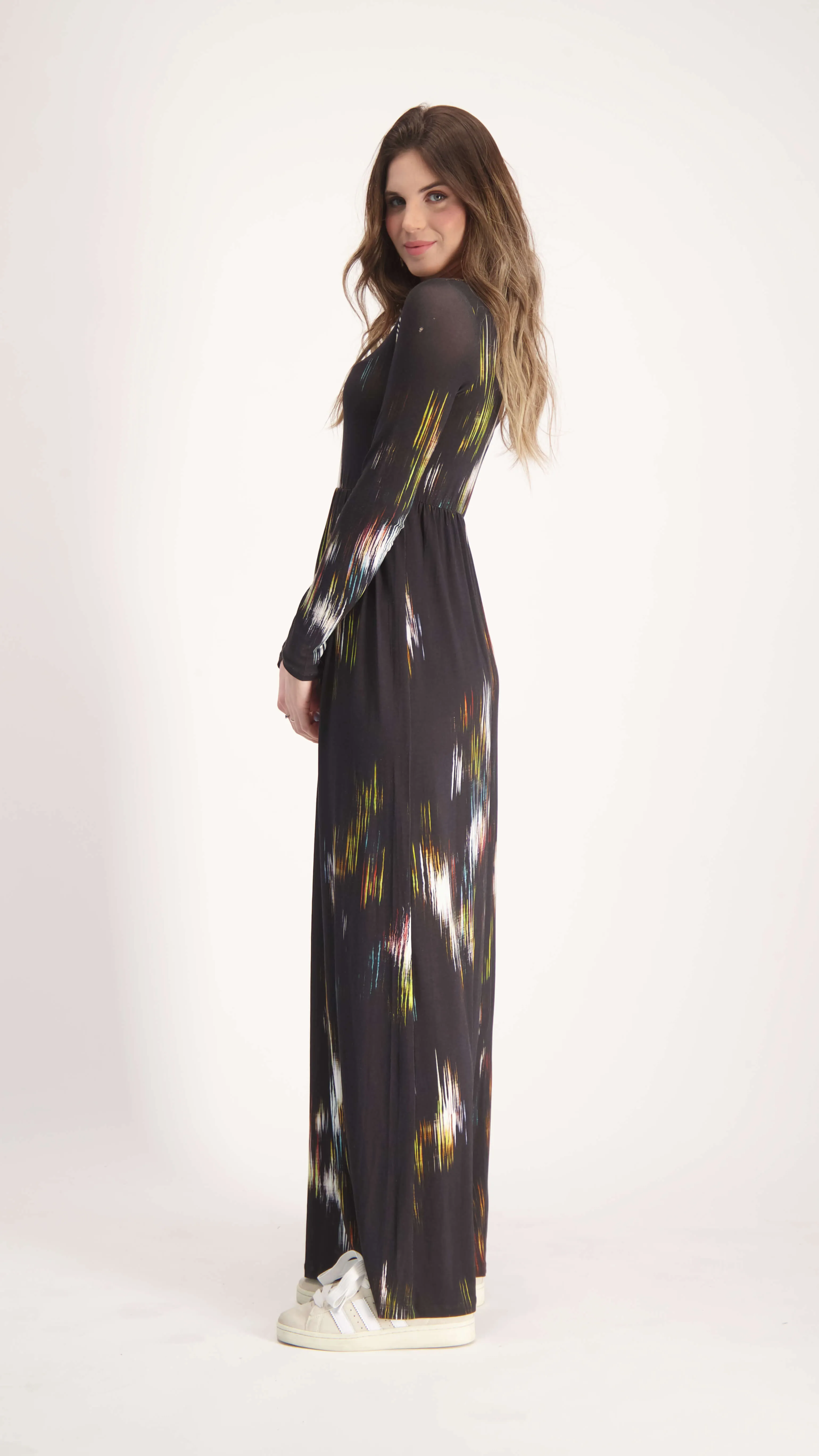 Belted Maxi Dress / Black Acid