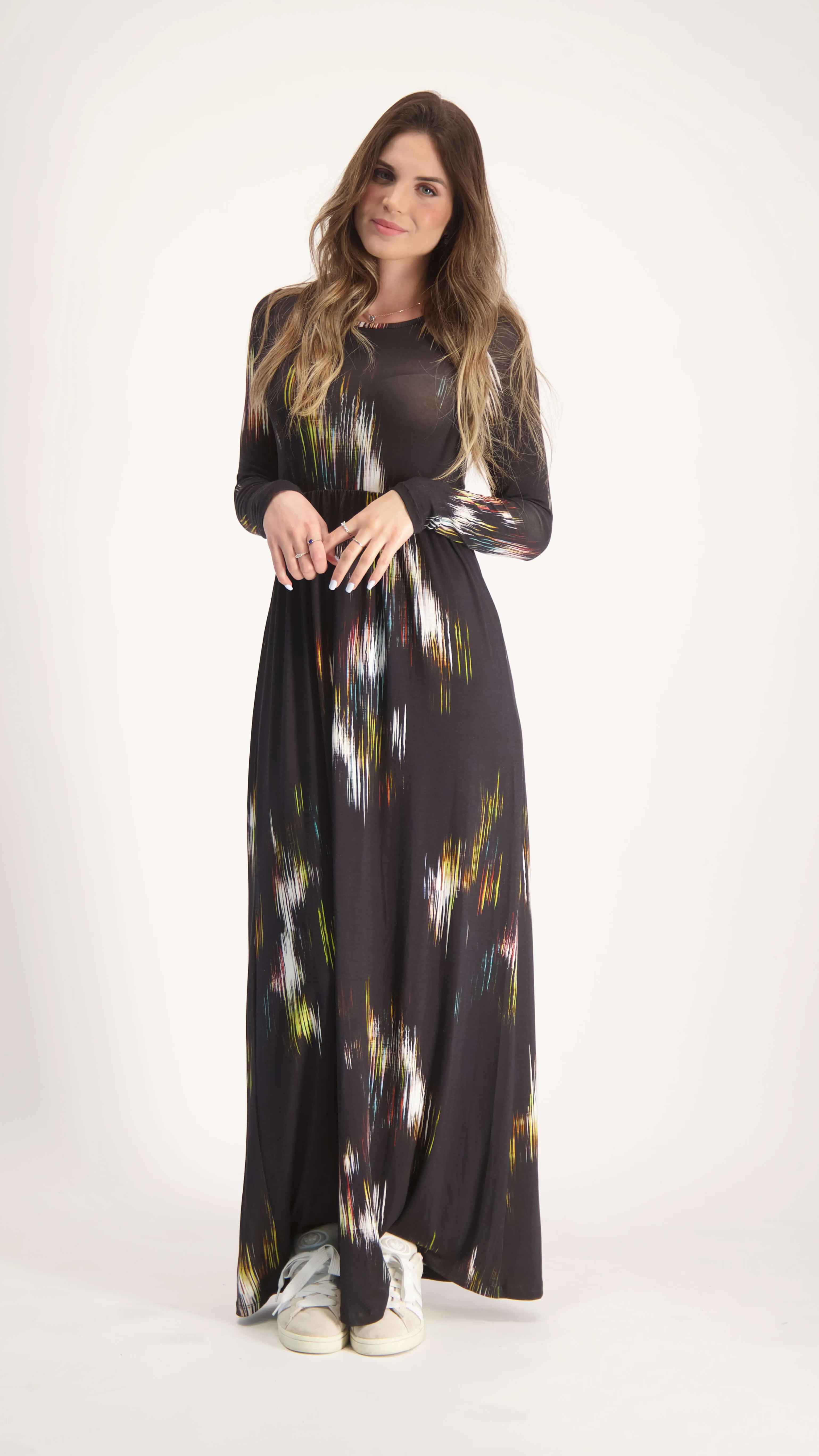 Belted Maxi Dress / Black Acid