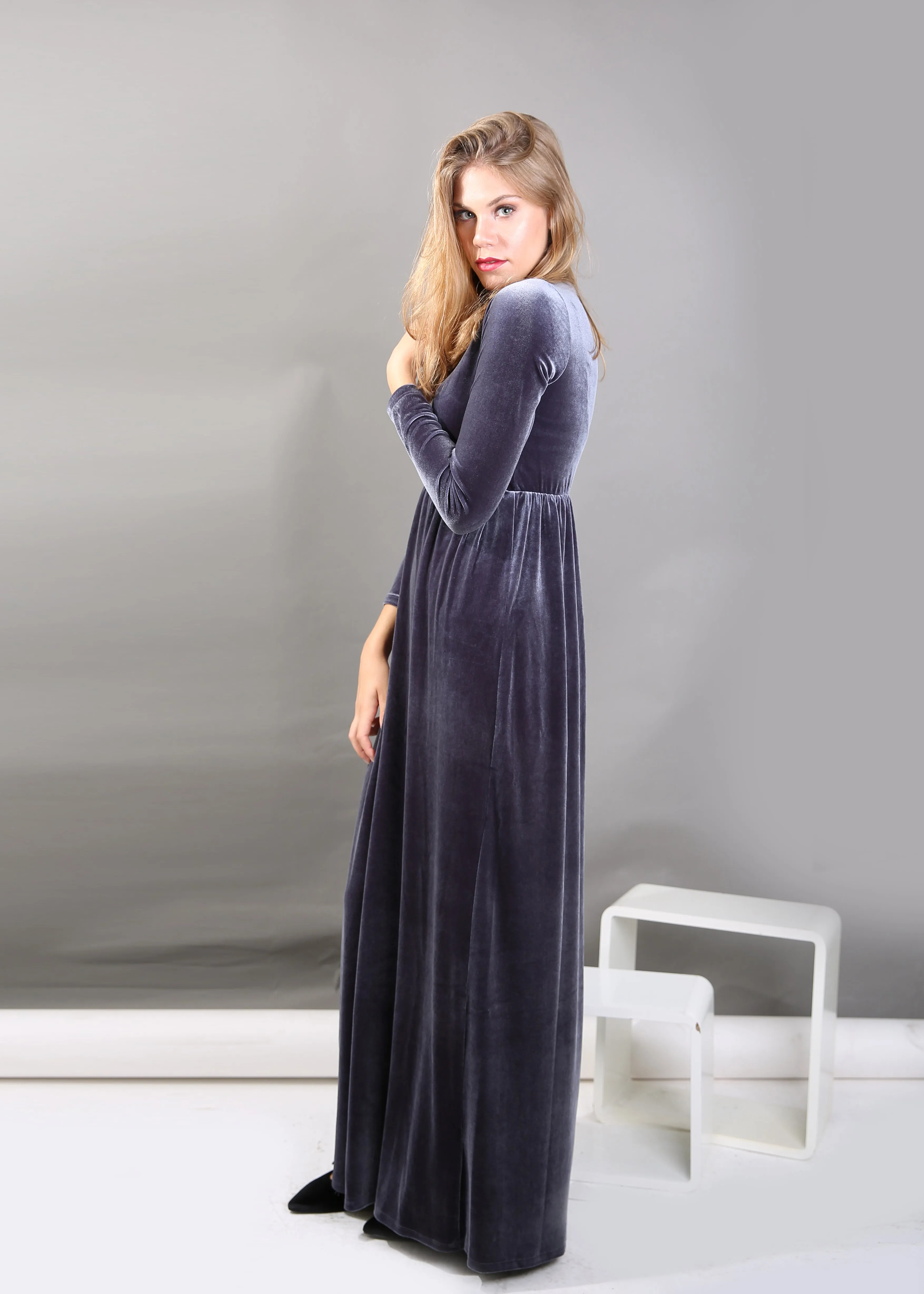 Belted Maxi Velvet Dress (more colors available)