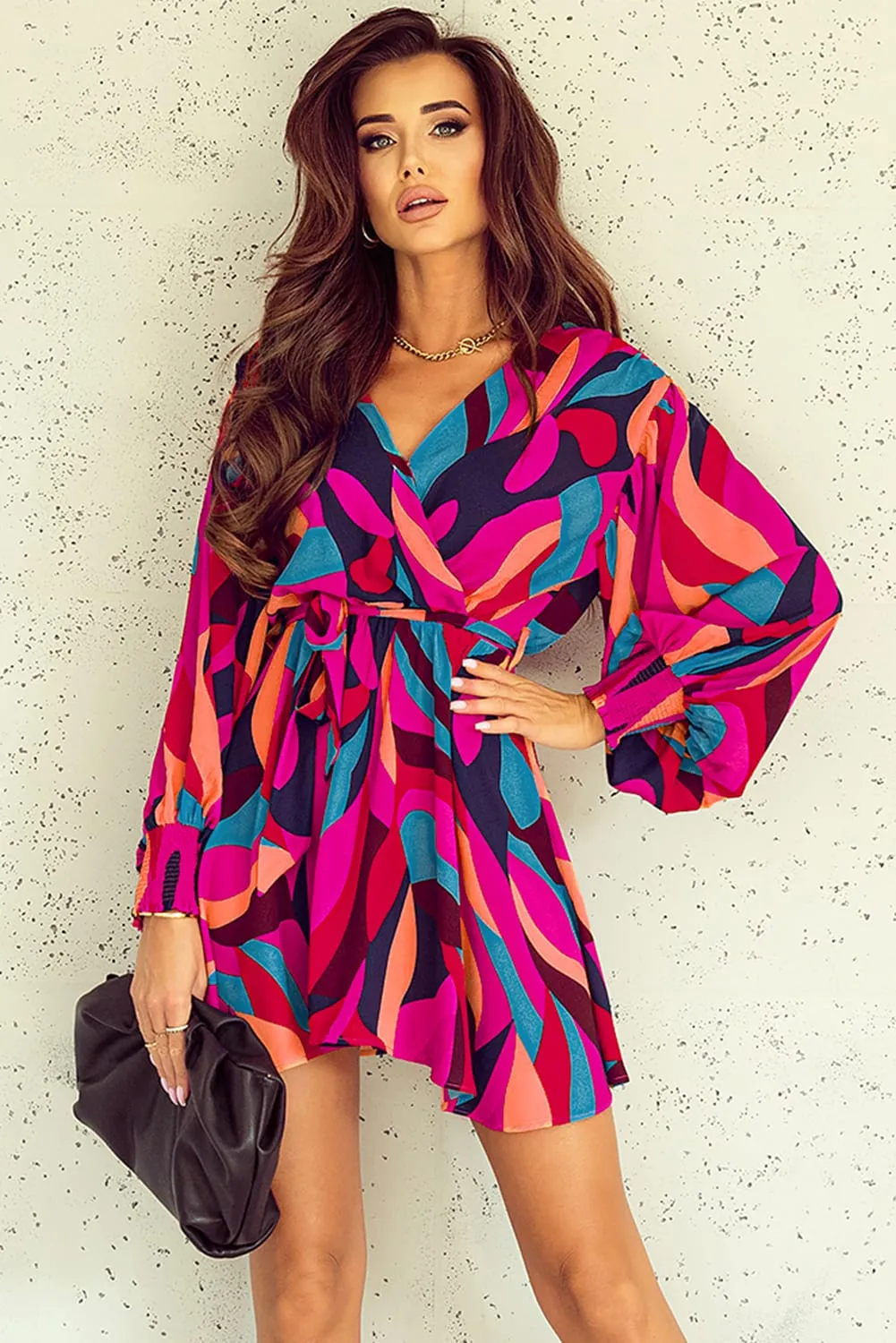 Belted Puff Sleeve Mini Dress