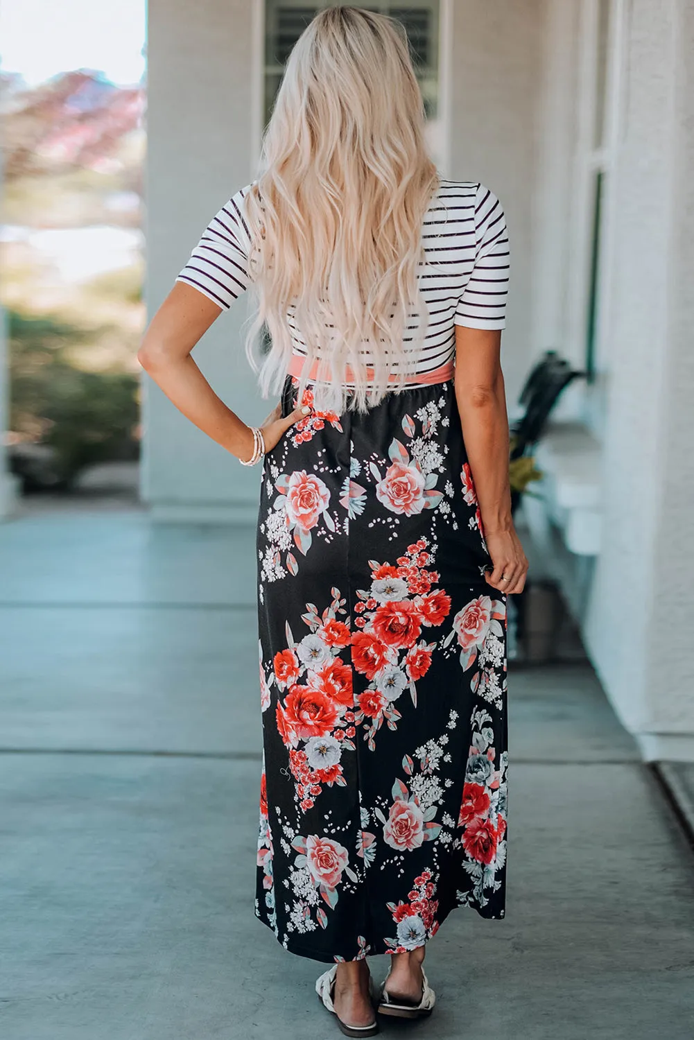 Belted Short Sleeve Maxi Dress