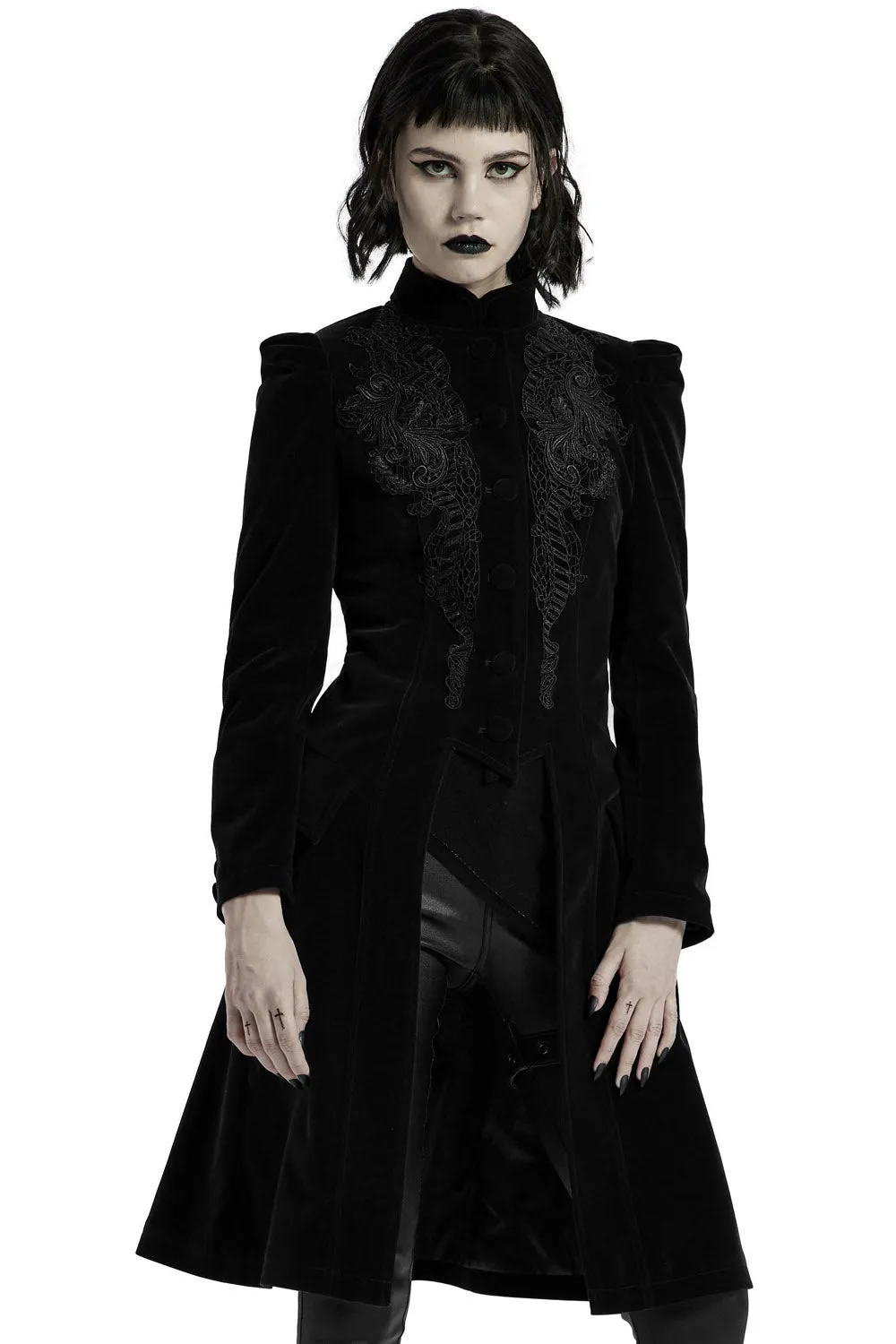 Black Dahlia Velvet Coat [BLACK]