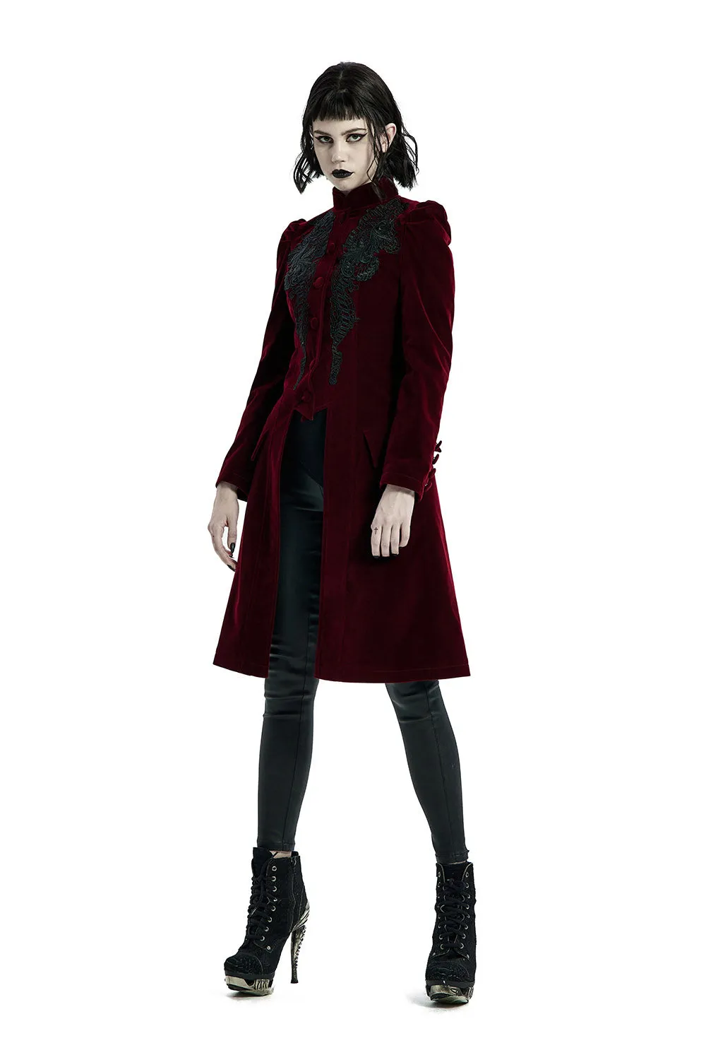 Bleeding Rose Velvet Coat [RED]