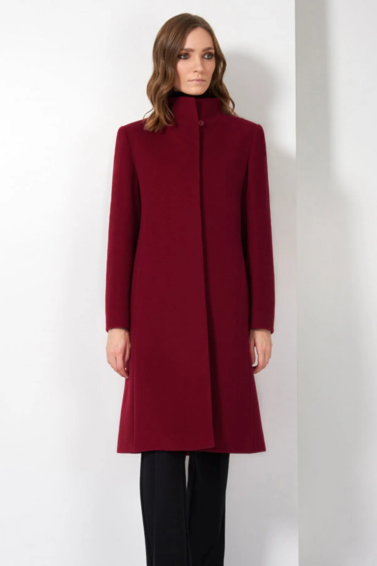 Cashmere & Wool Coat with High Stand Up Collar 30001