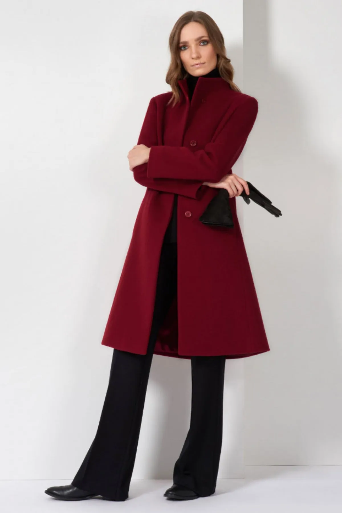 Cashmere & Wool Coat with High Stand Up Collar 30001