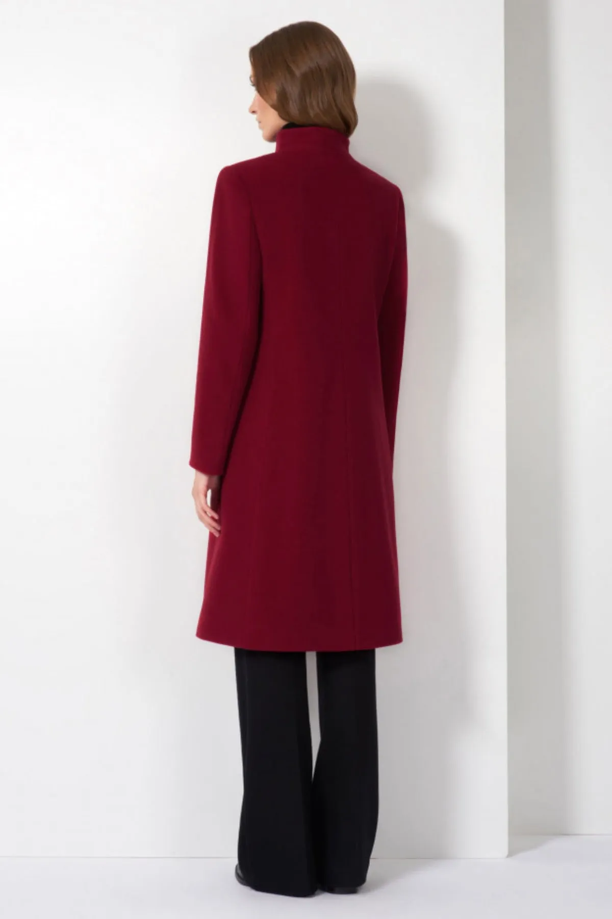 Cashmere & Wool Coat with High Stand Up Collar 30001