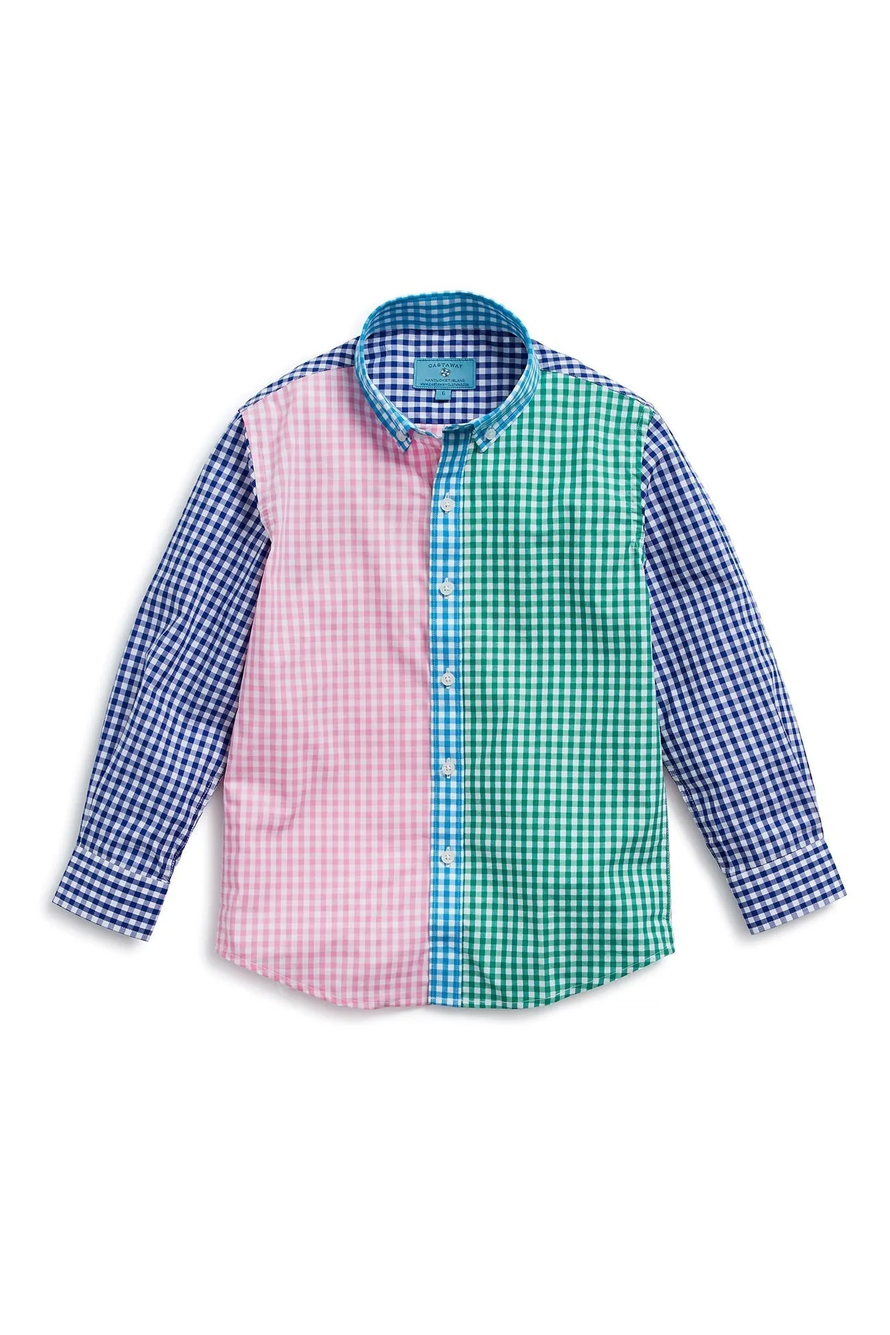 Castaway Boys James Shirt Part Gingham Panel