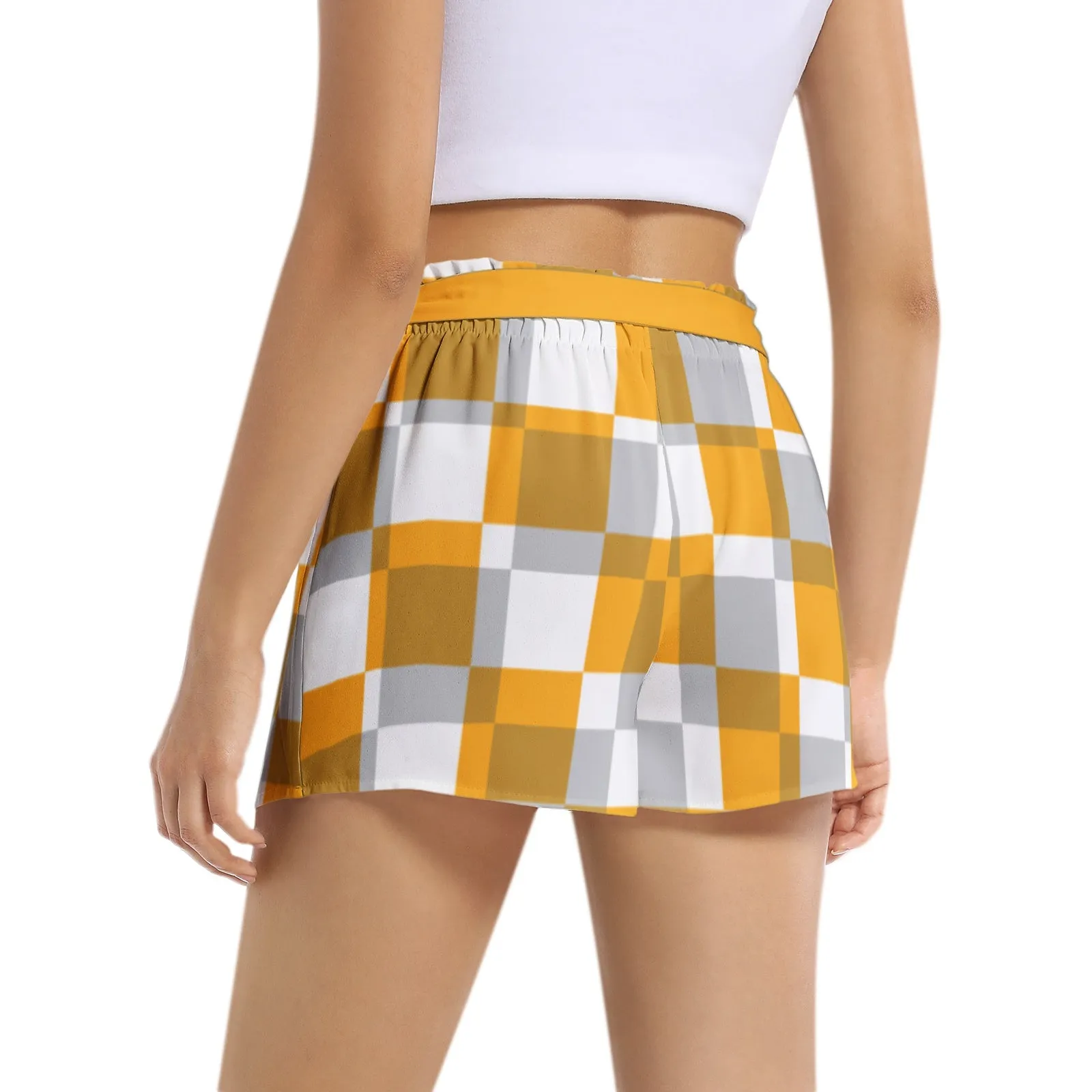 Checkered Women's Belted Short