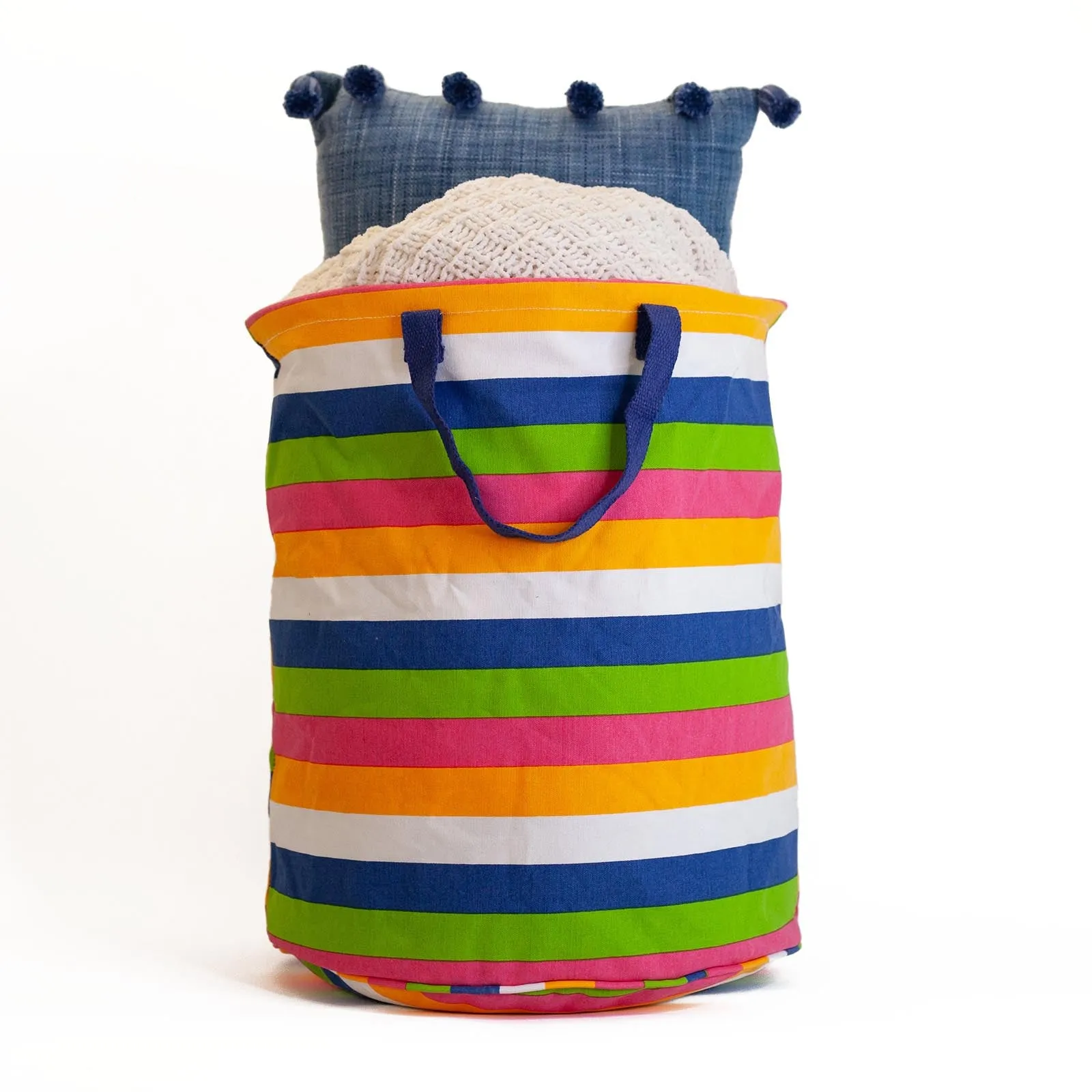 Coastal Stripe Tall Laundry Bin