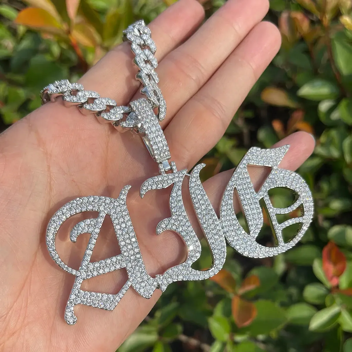 Custom Iced Old English Font Pendant