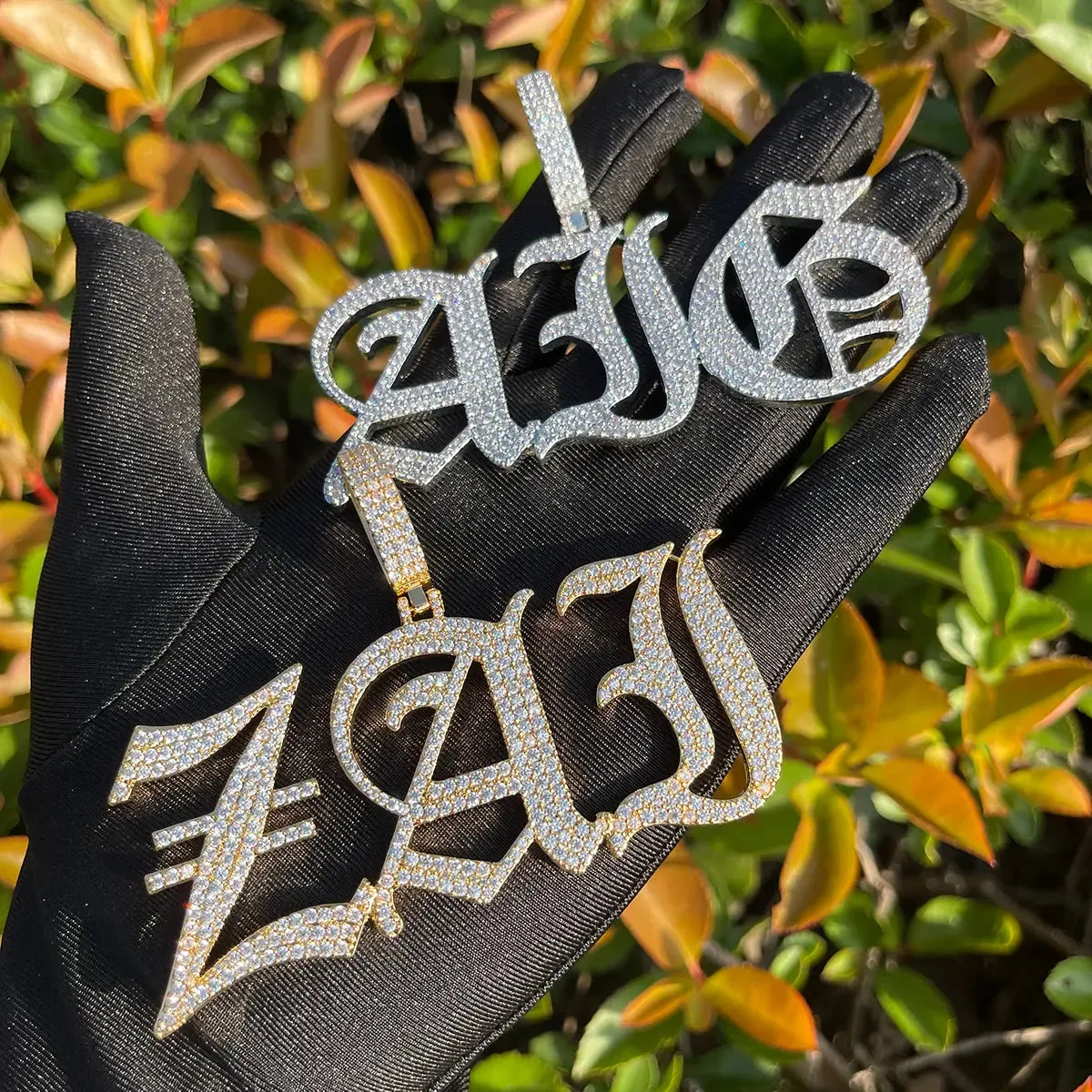 Custom Iced Old English Font Pendant