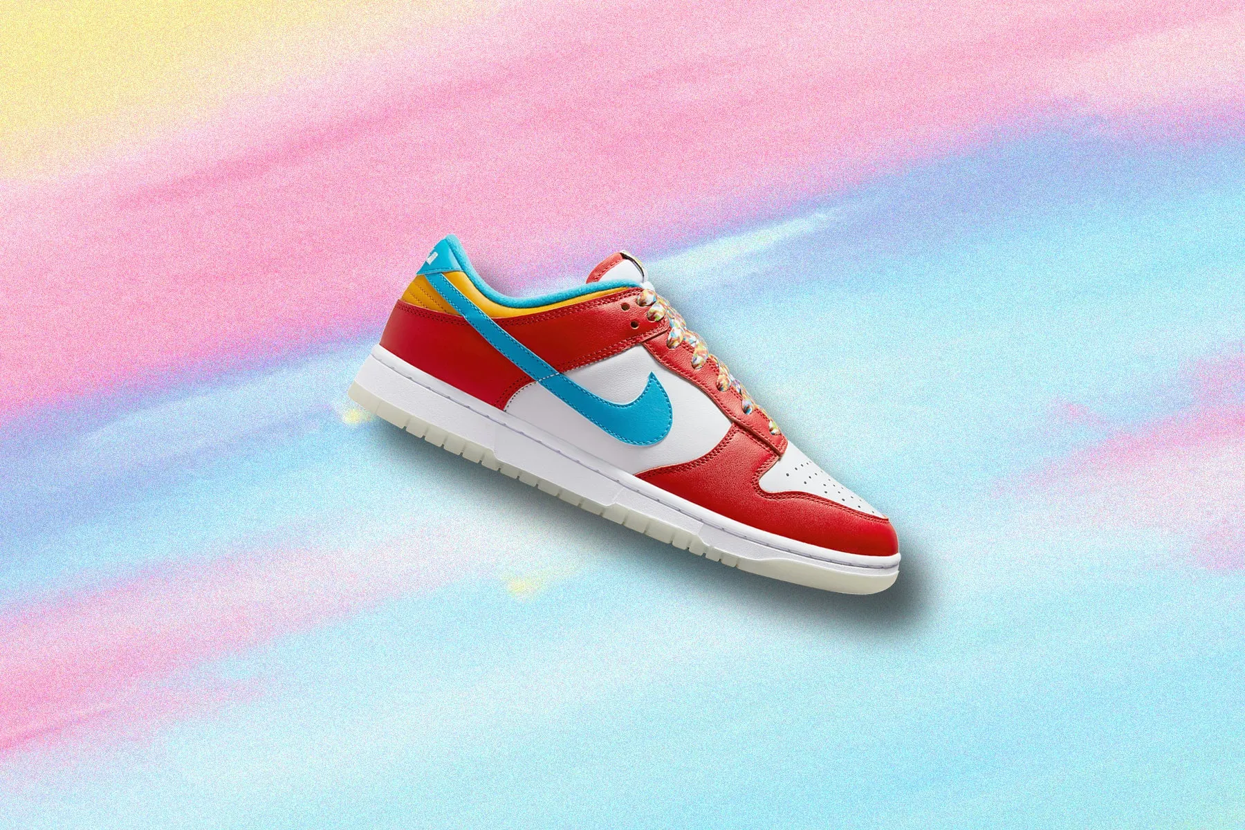 Dunk Low x Lebron James 'Fruity Pebbles' - Habanero Red/Laser Blue