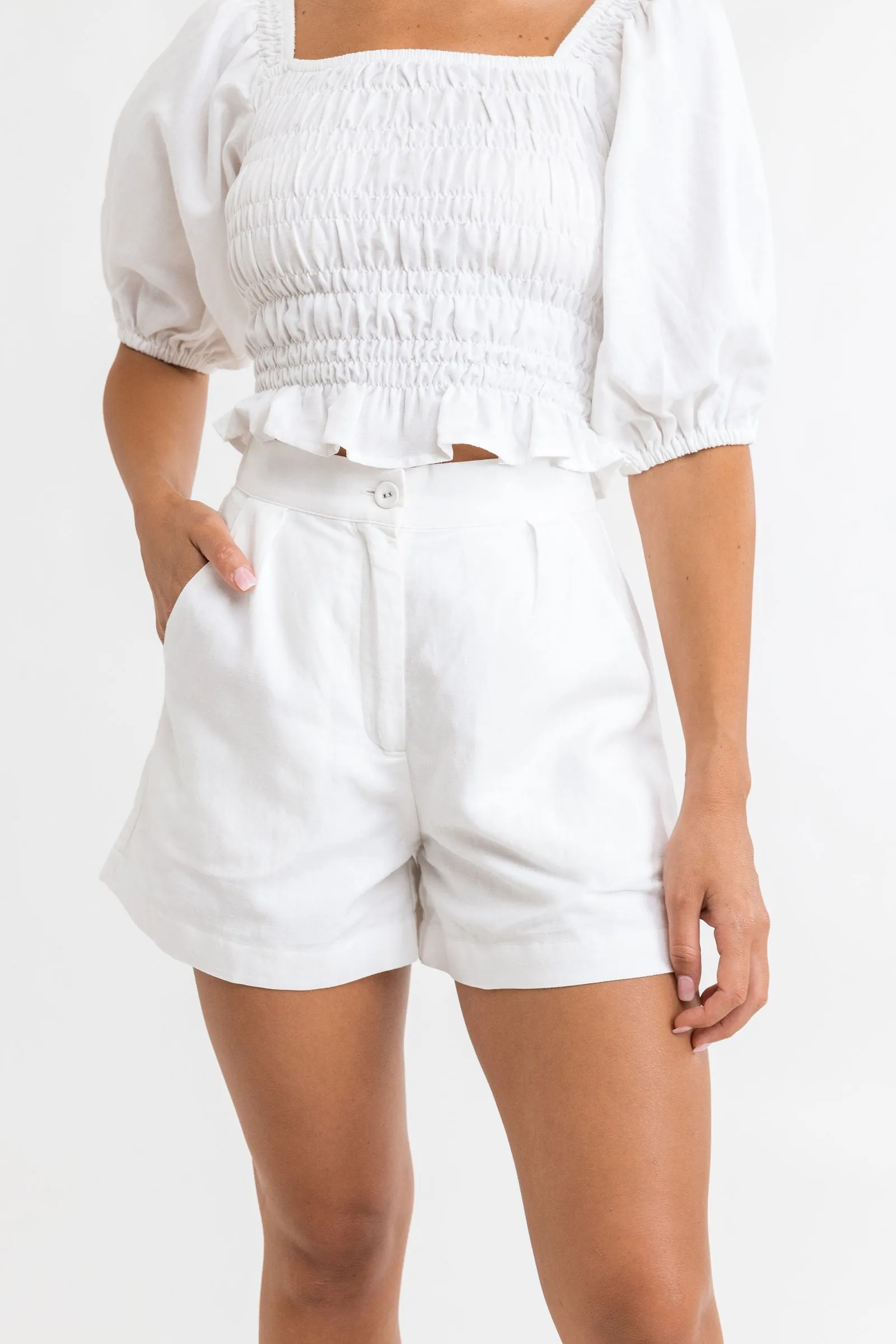 Eddie Elasticated Short / White