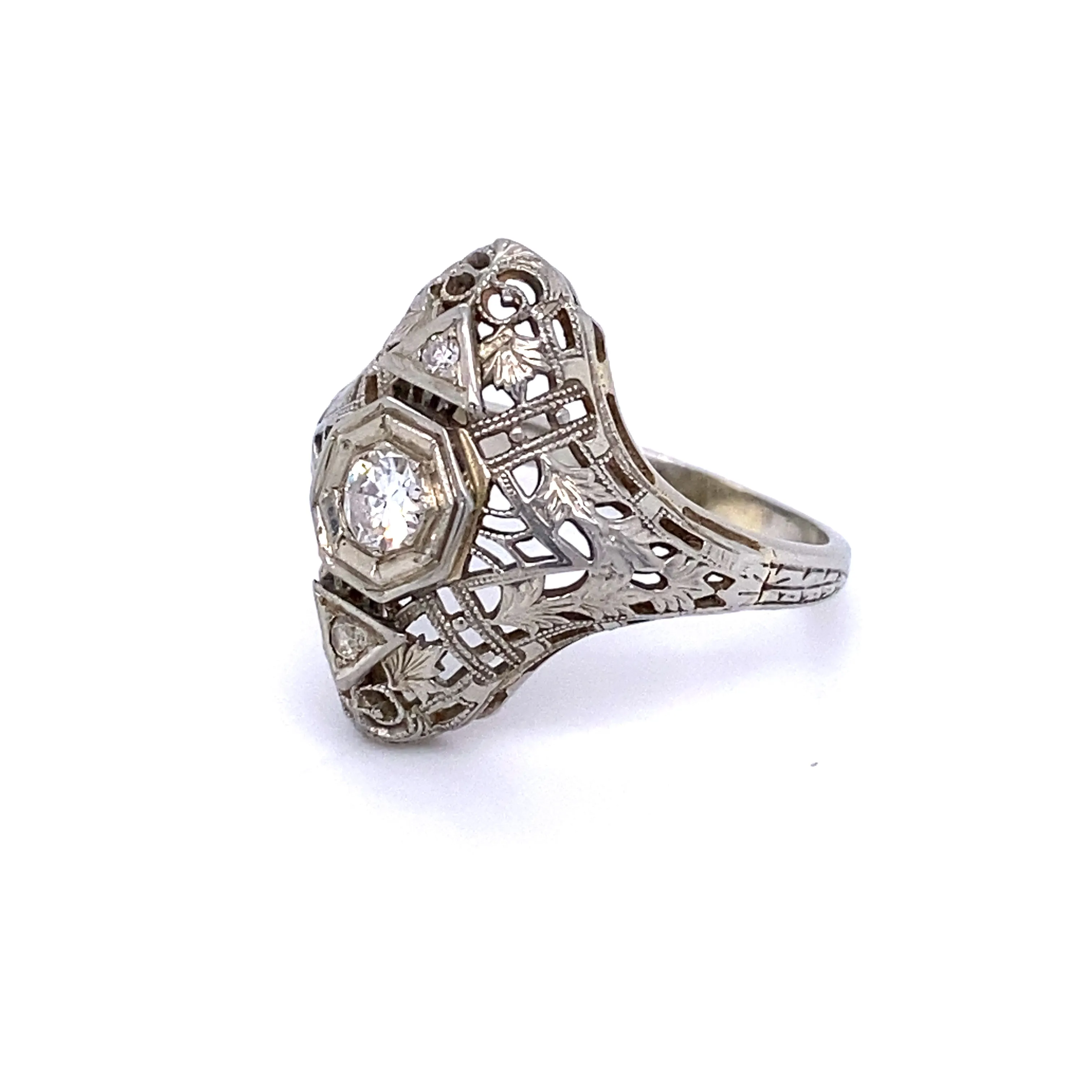 Edwardian Filigree Old European Diamond Ring