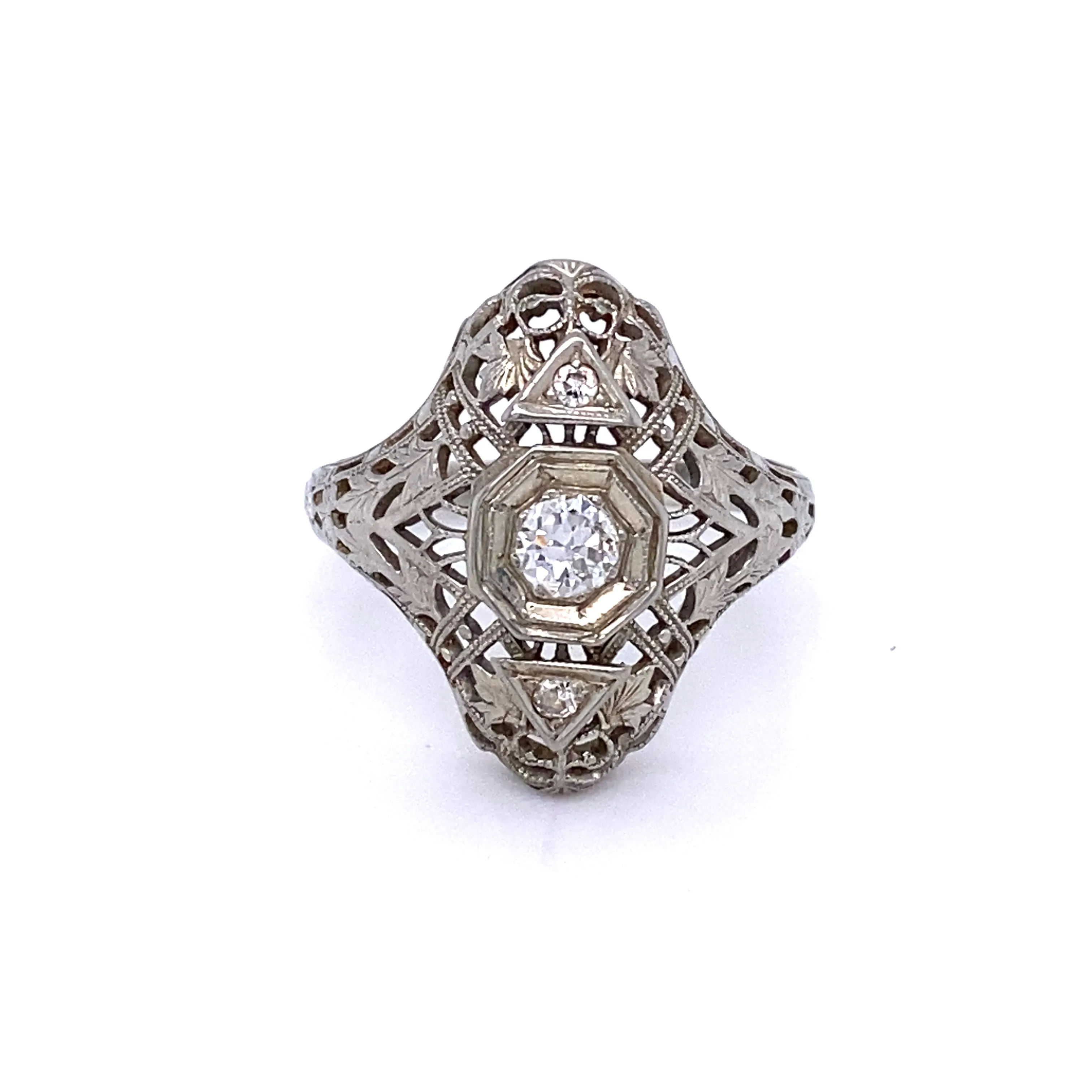 Edwardian Filigree Old European Diamond Ring