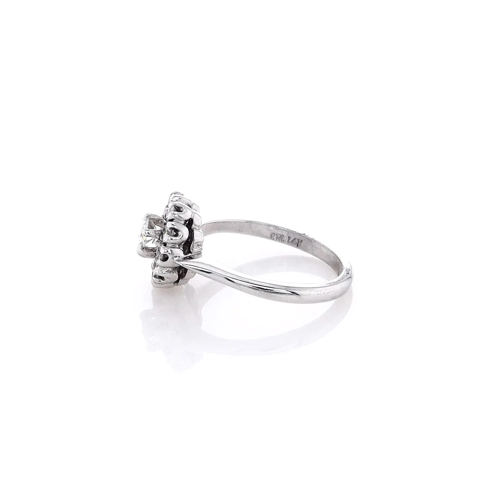 Estate 14k White Gold Old European Prong Diamond Ring