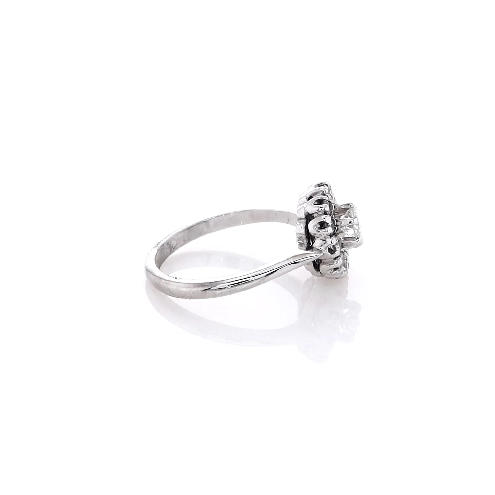 Estate 14k White Gold Old European Prong Diamond Ring