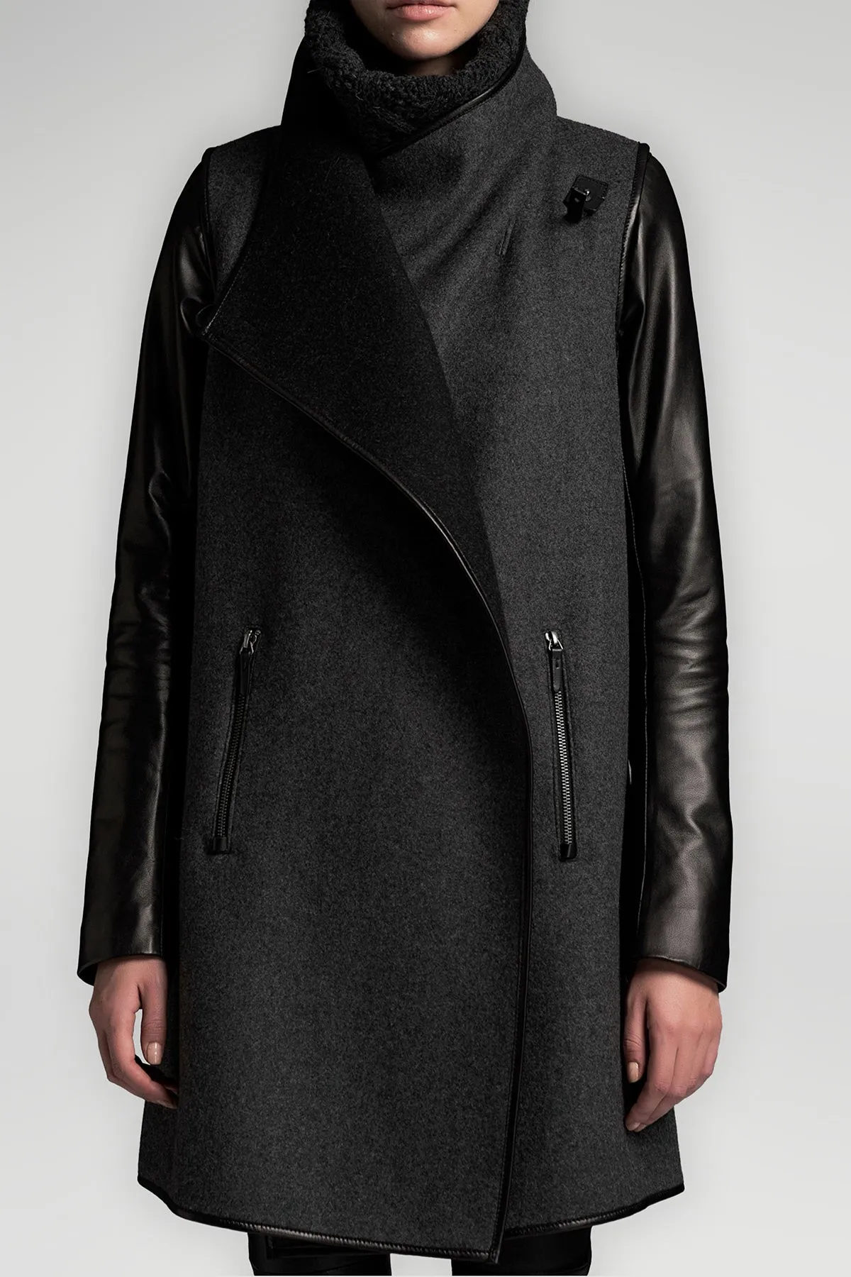 Eva - Grey Anthracite Wool Coat