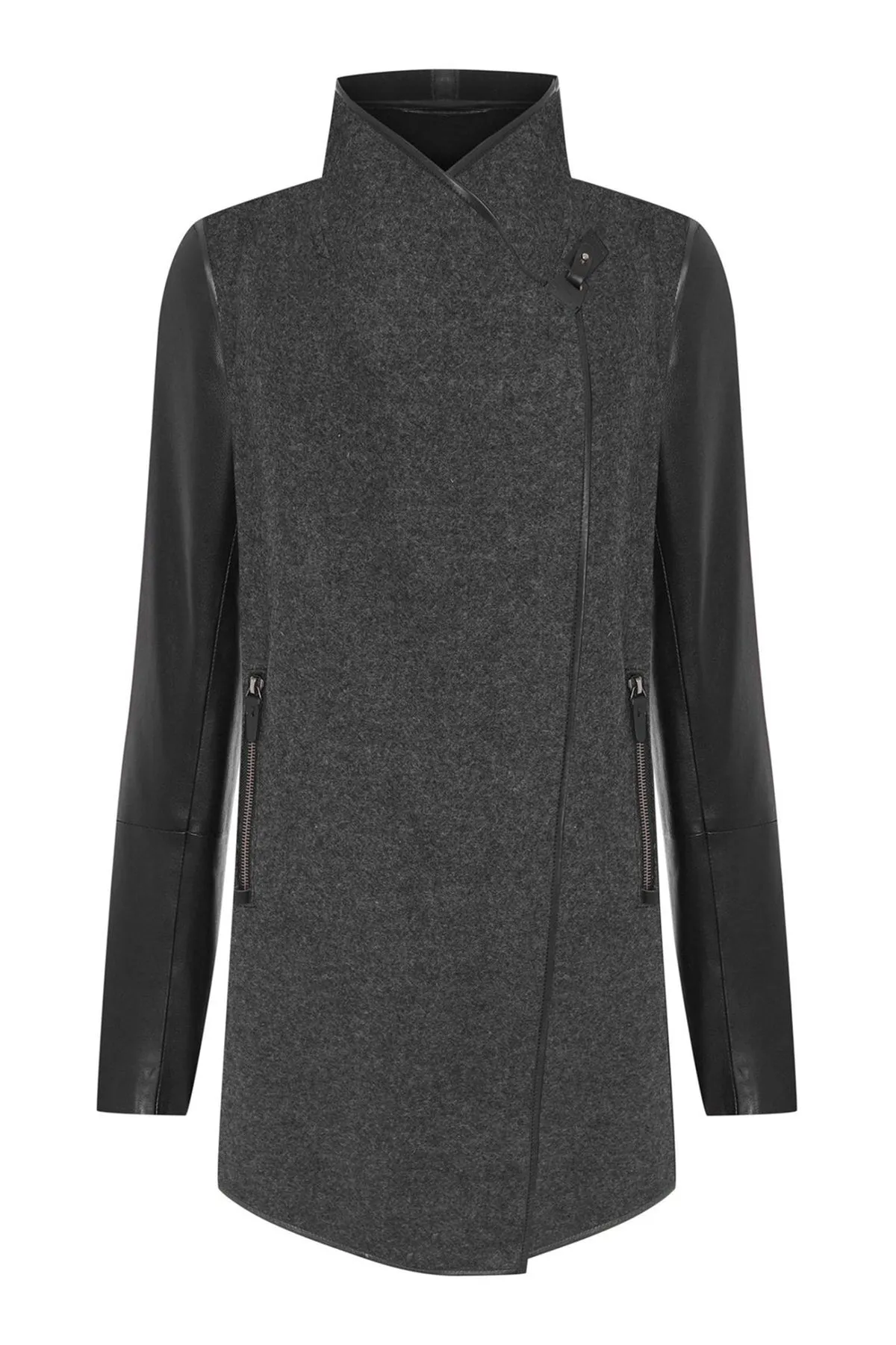 Eva - Grey Anthracite Wool Coat