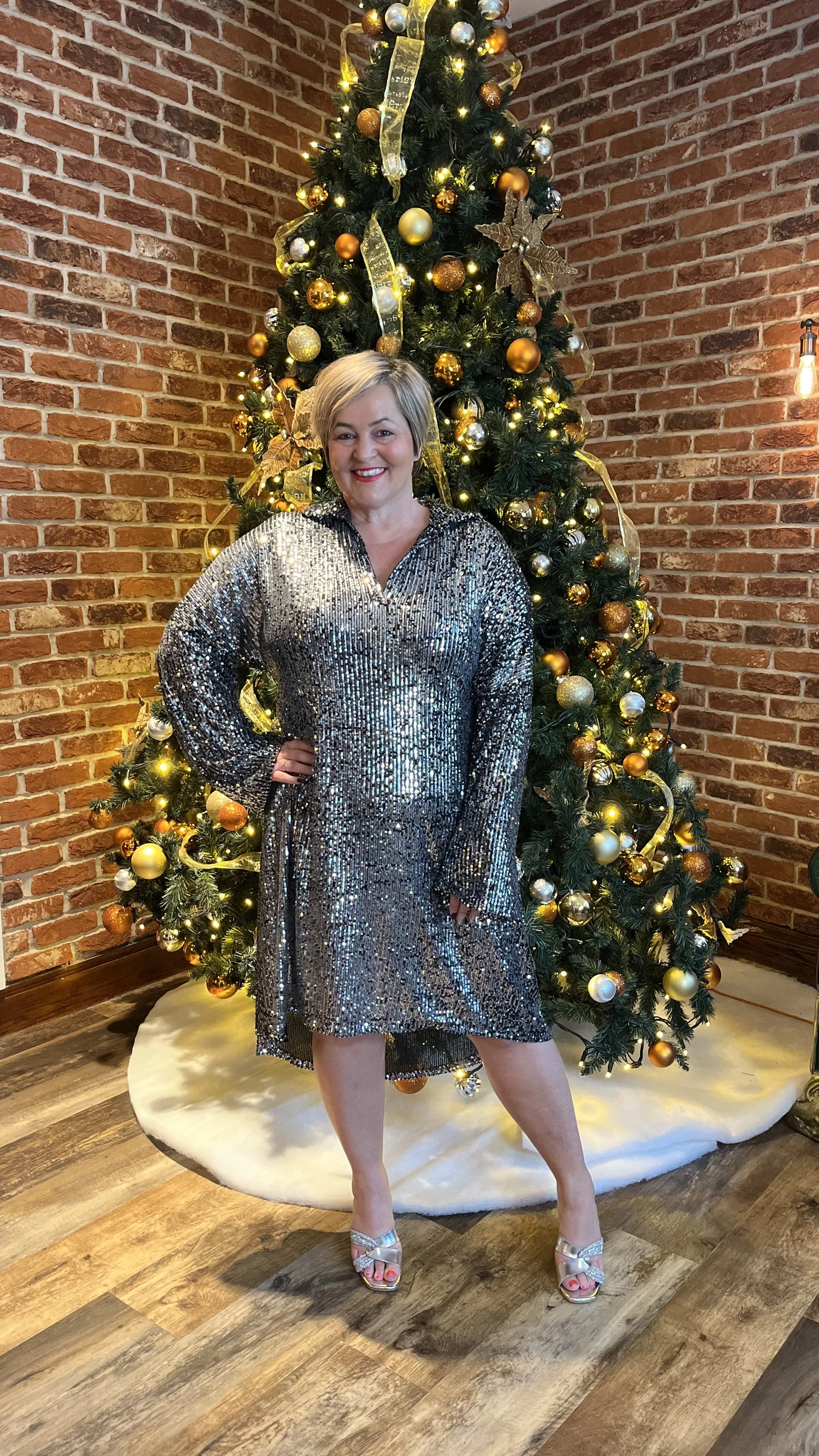 GIGI Glitter Belted Dress