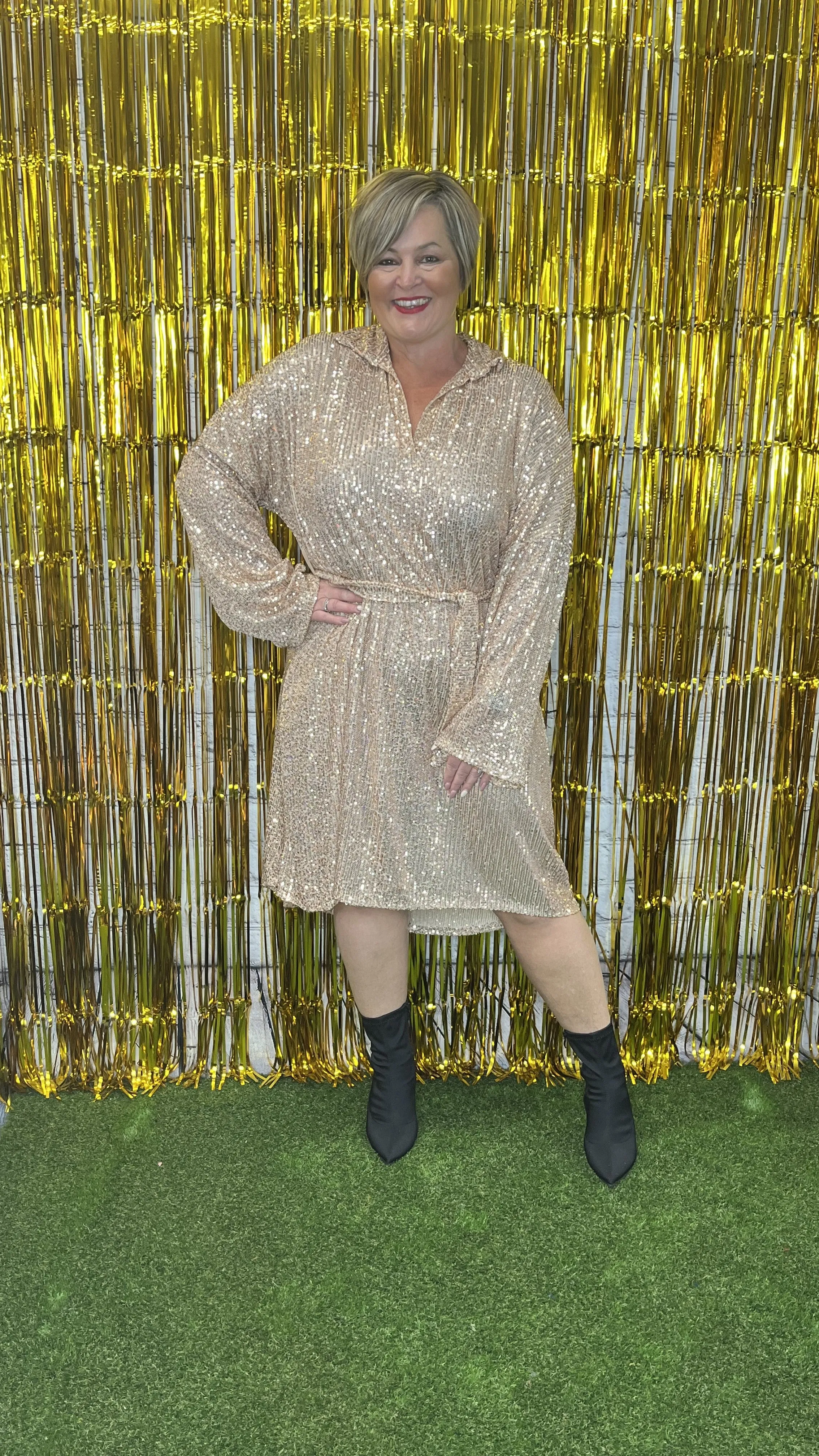 GIGI Glitter Belted Dress