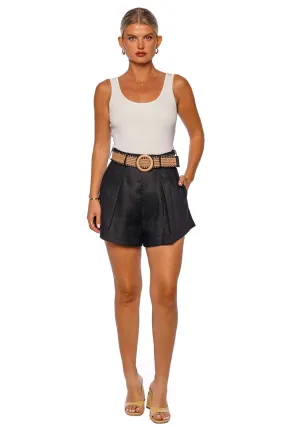 Halliday Black Tuck Belted Short