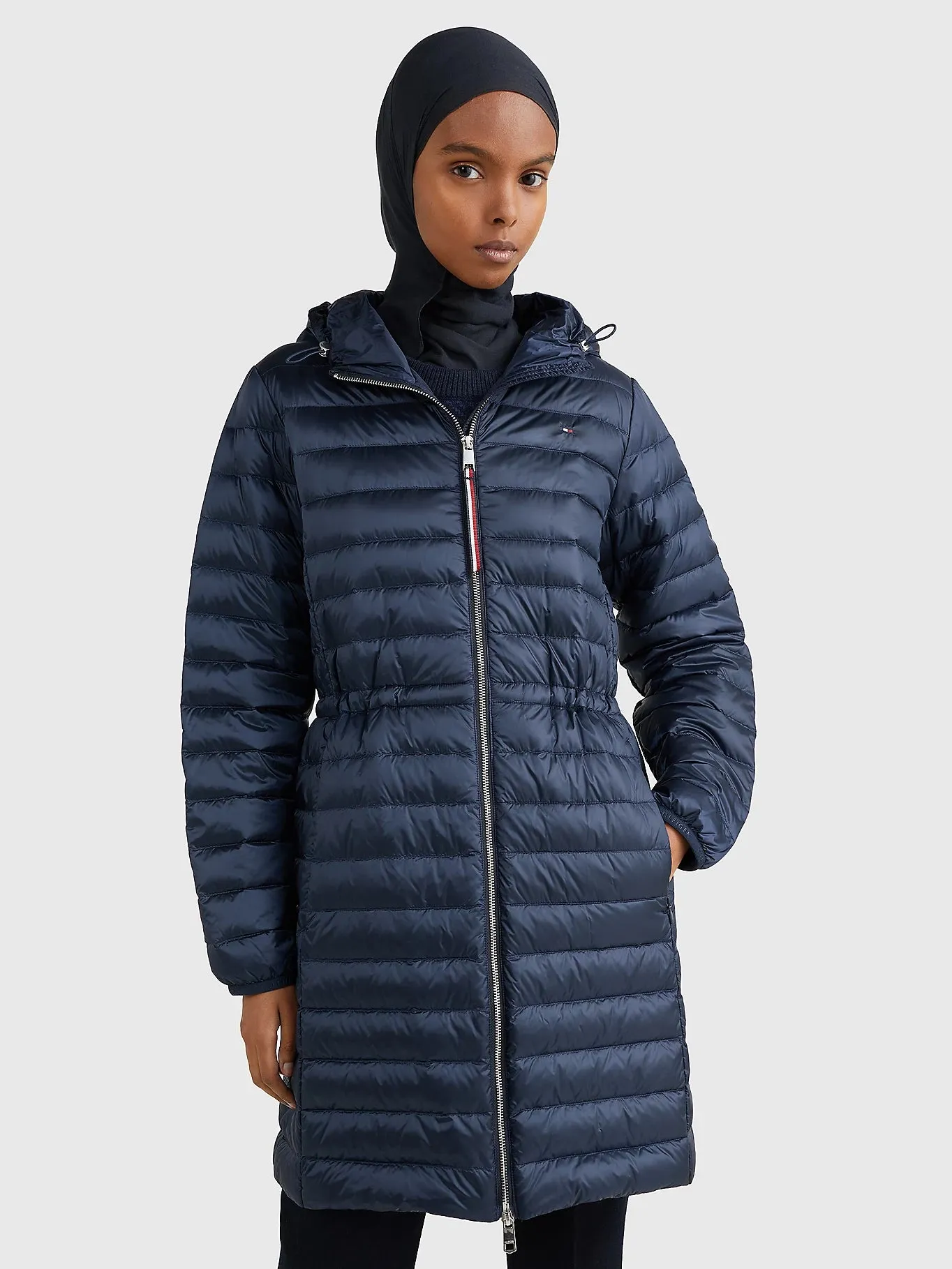 HOODED FEMININE QUILTED DOWN COAT