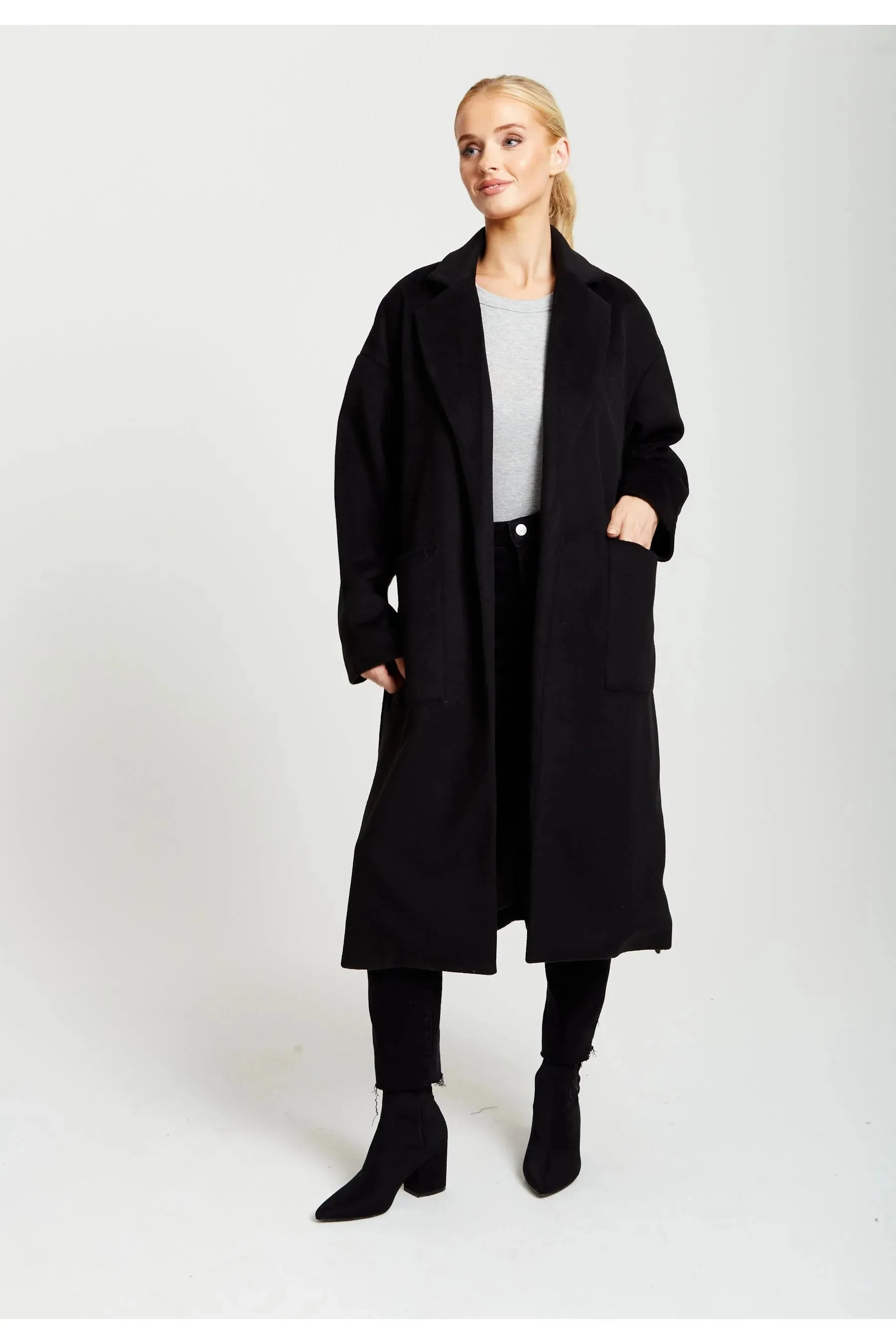 Liquorish Belted Longline Coat