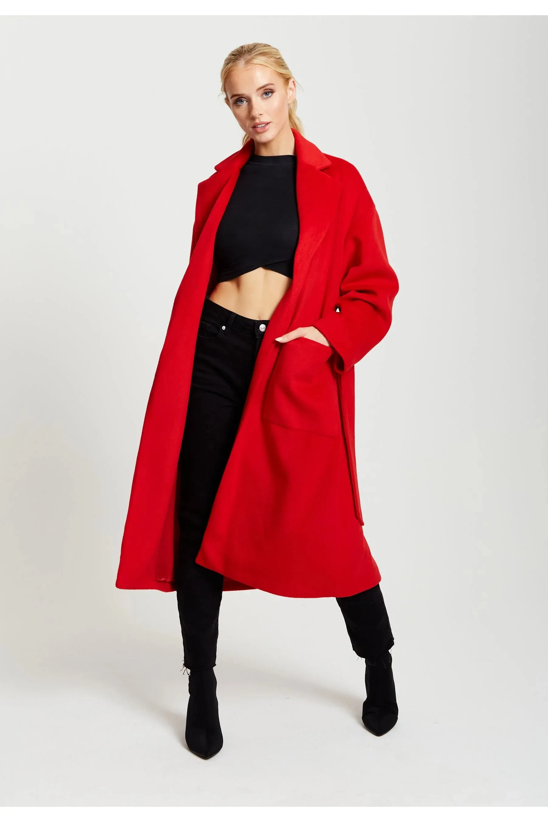 Liquorish Belted Longline Coat