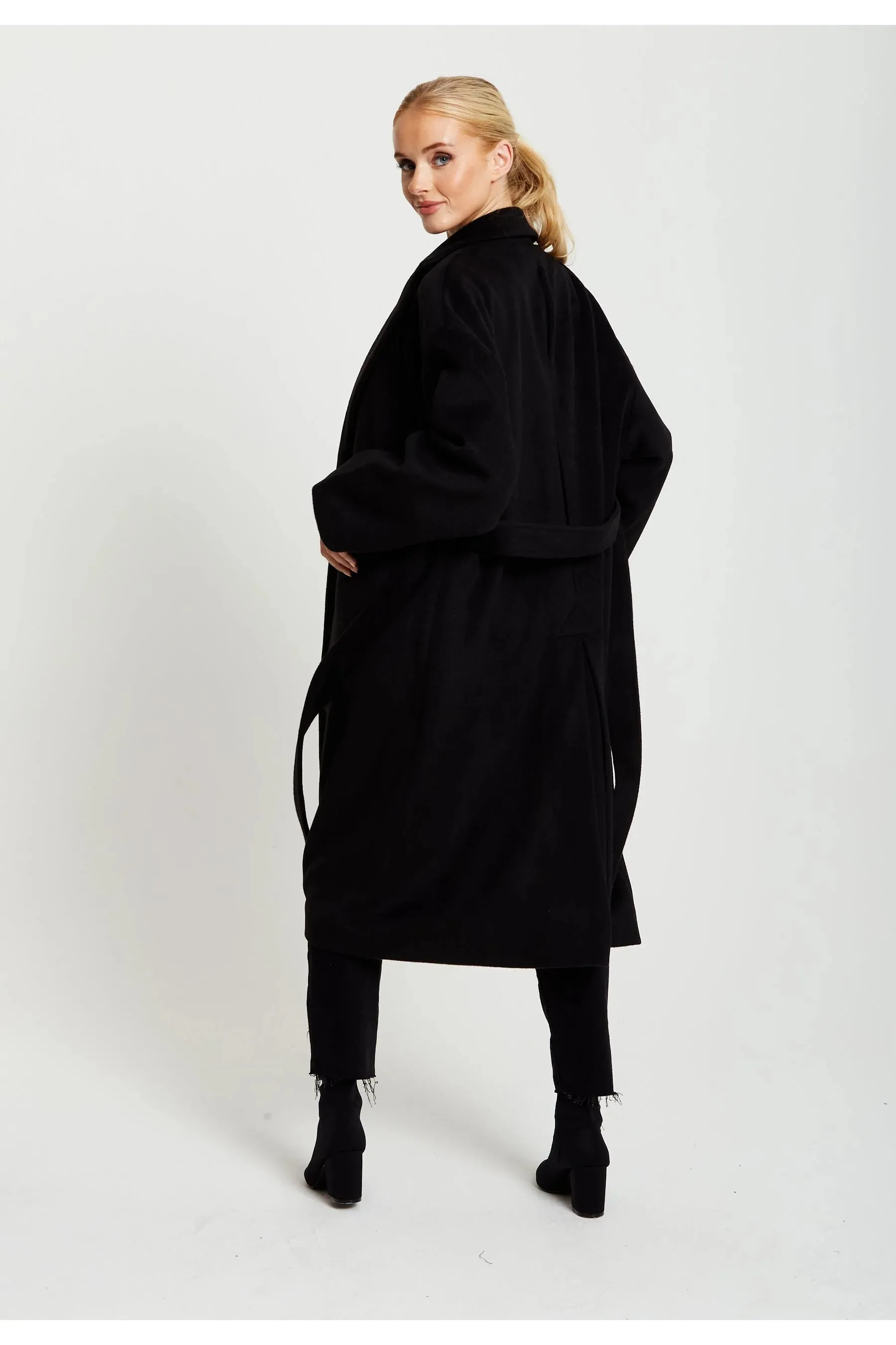 Liquorish Belted Longline Coat