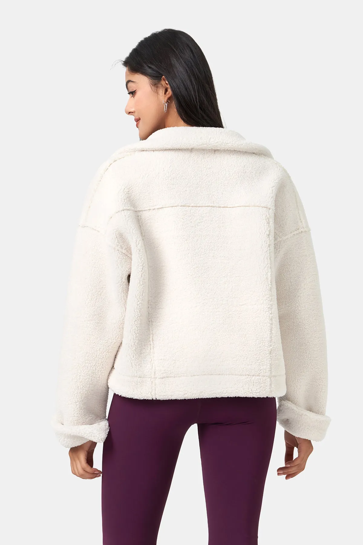 Loose-fitting Long-Sleeve Sherpa Coat