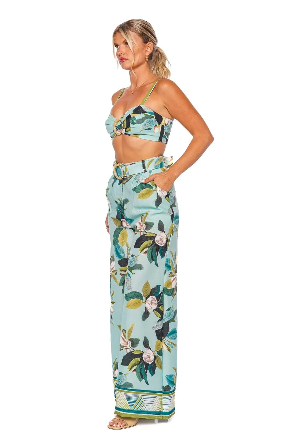 Magnolia Belted Floral Wide Leg Pant