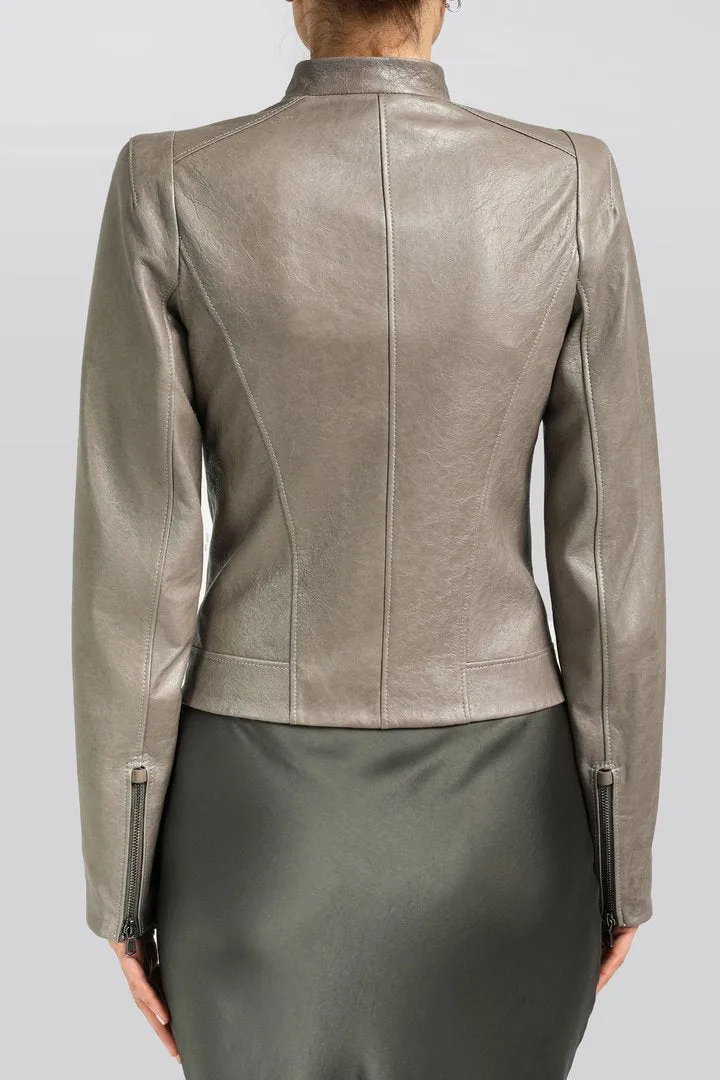 Maze - Grey Leather Jacket