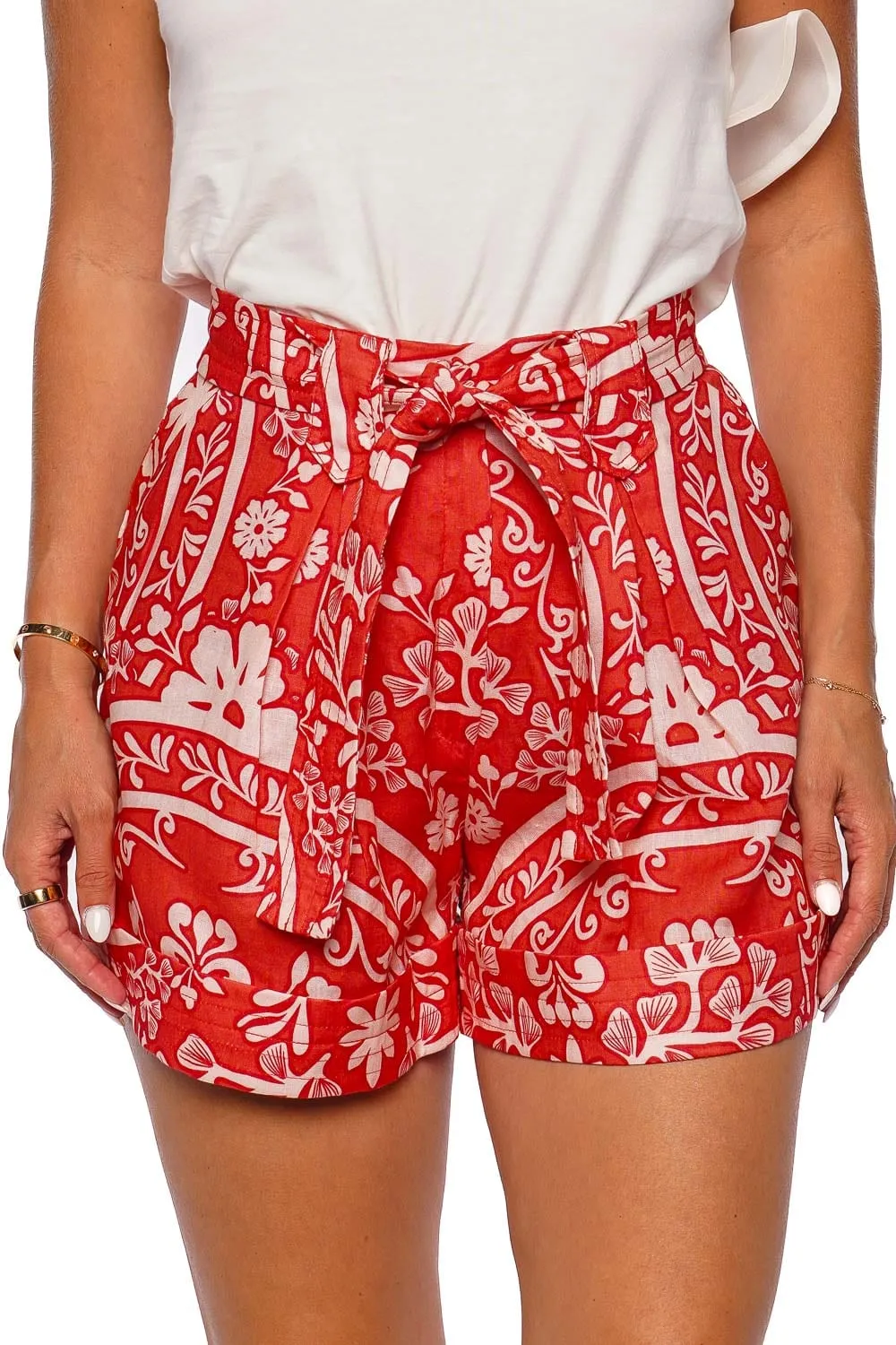 Natal Belted Linen High Waisted Short