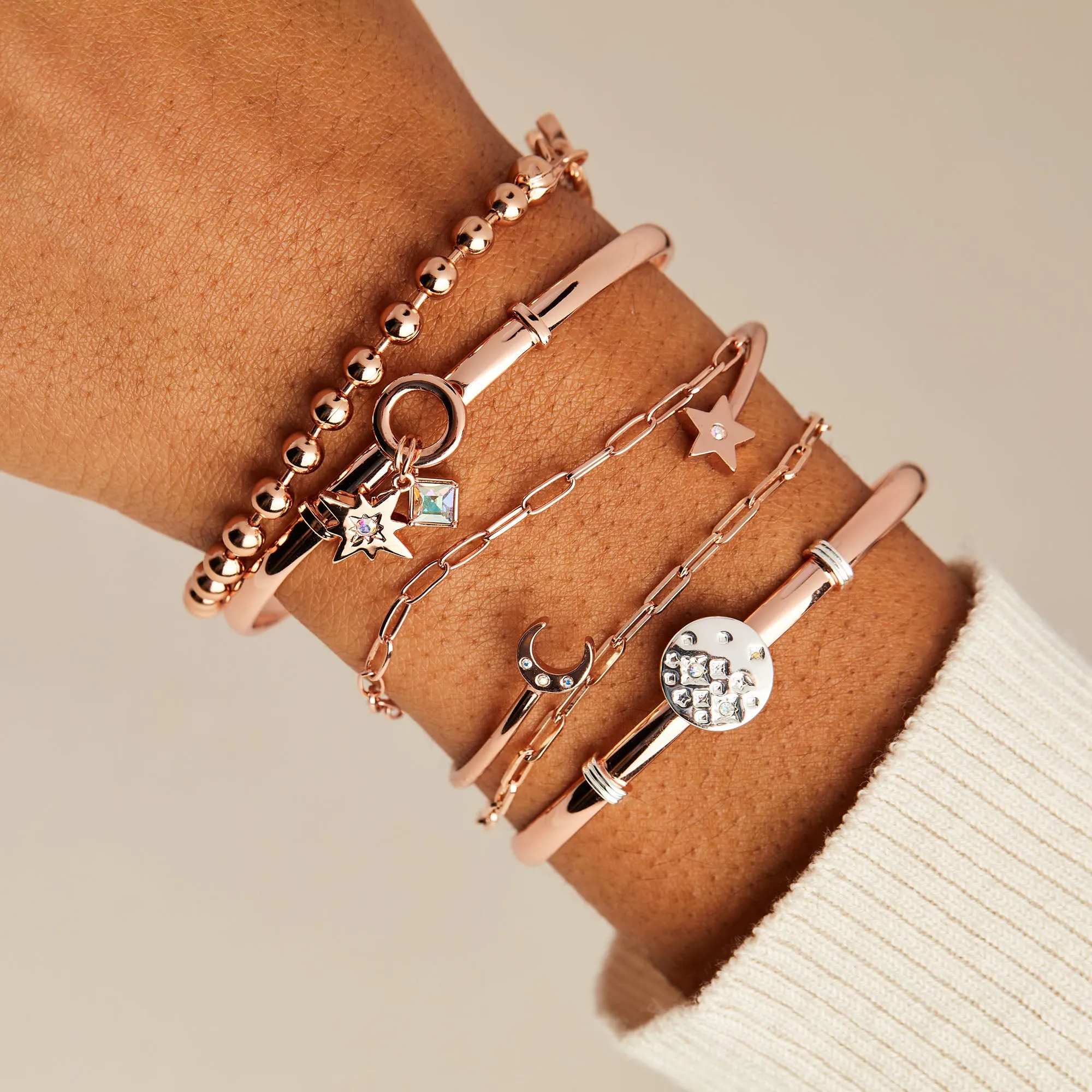 North Star   Crystal Charm Clip Bangle