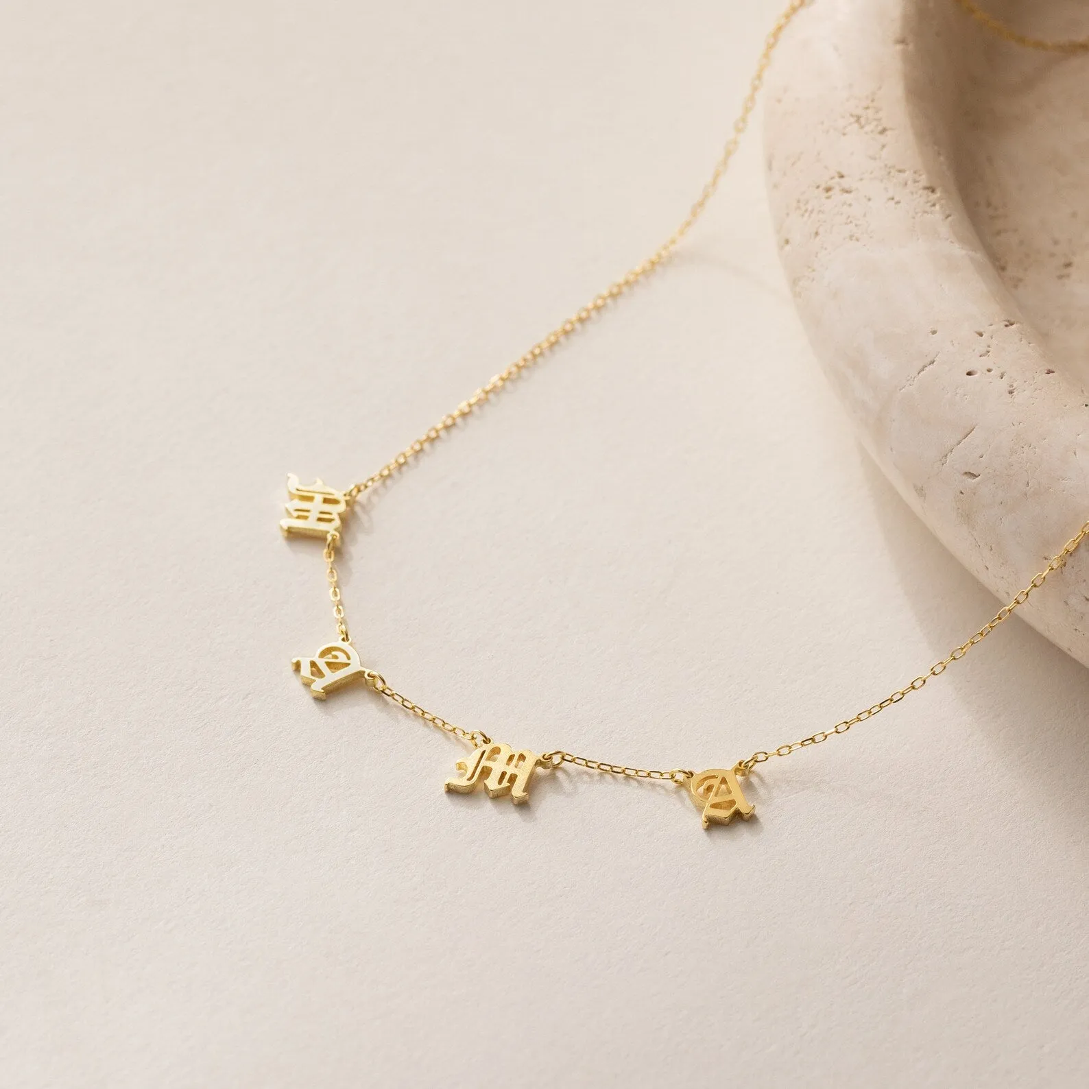 Old English Letter Name Necklace