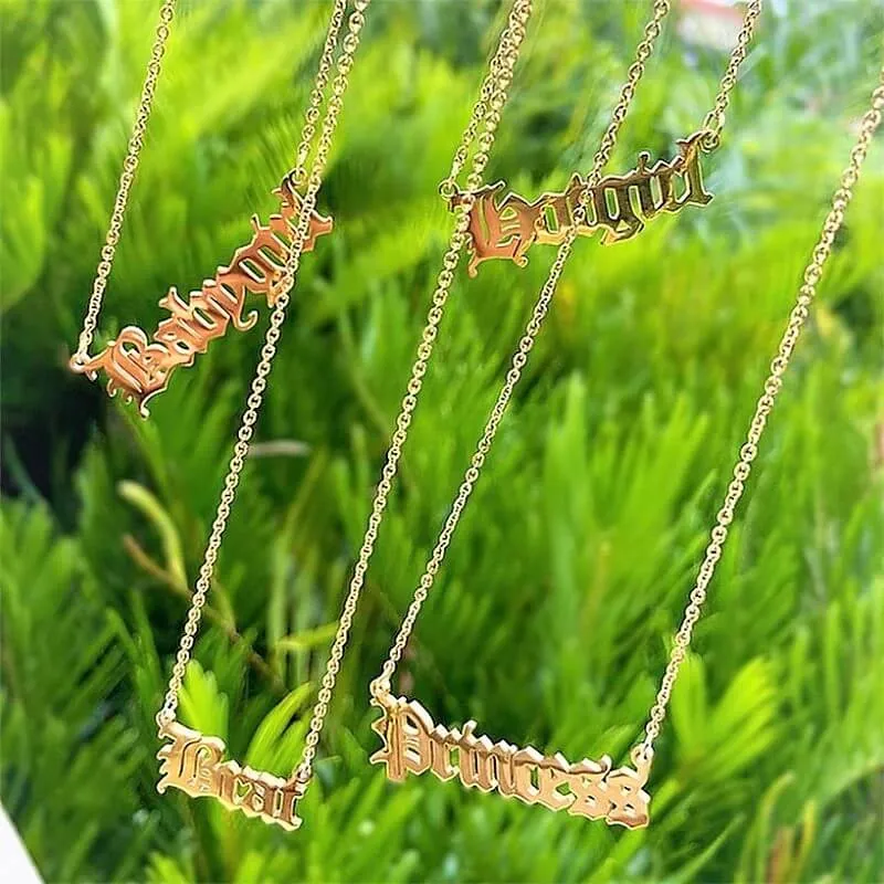 Old English Name Necklace