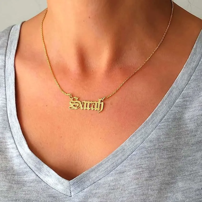 Old English Name Necklace