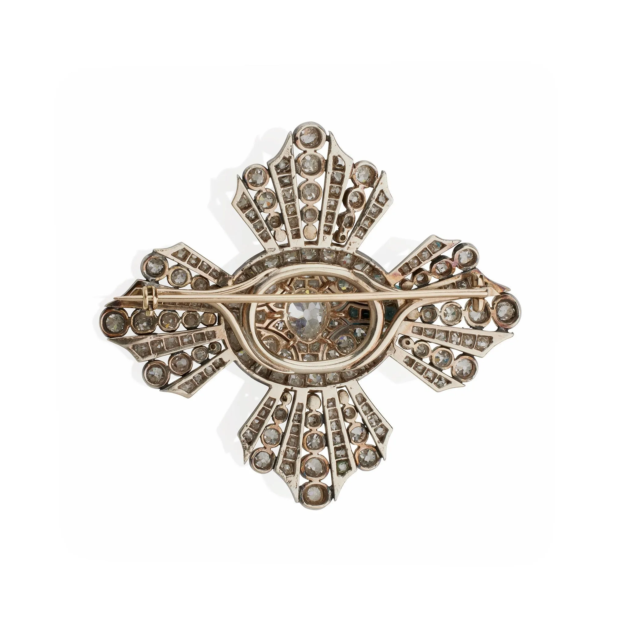 Old Mine-cut Diamond Cross Brooch